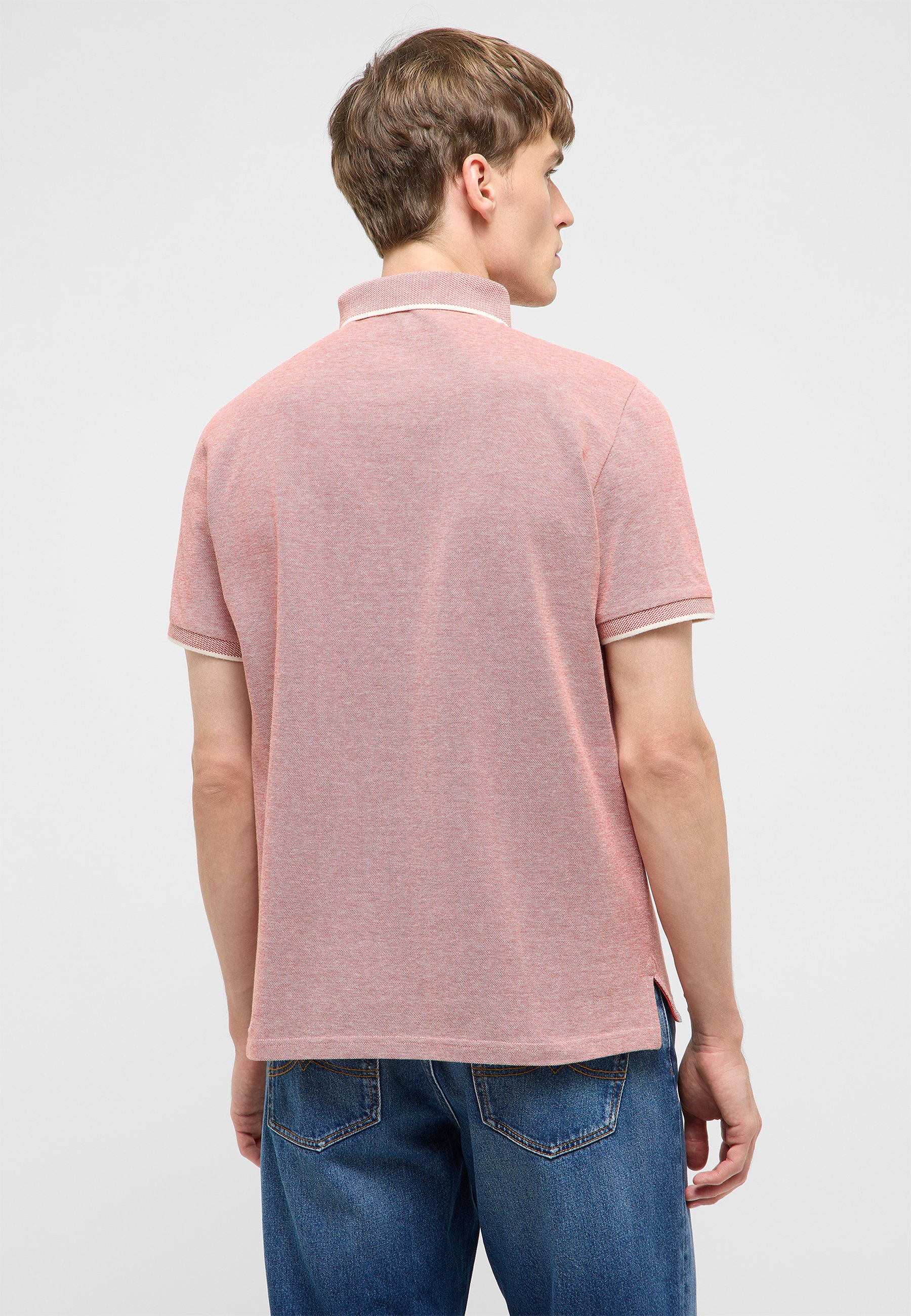 Polo-Shirt, kurzarm, pink, Strick-Polo, Rückseite
