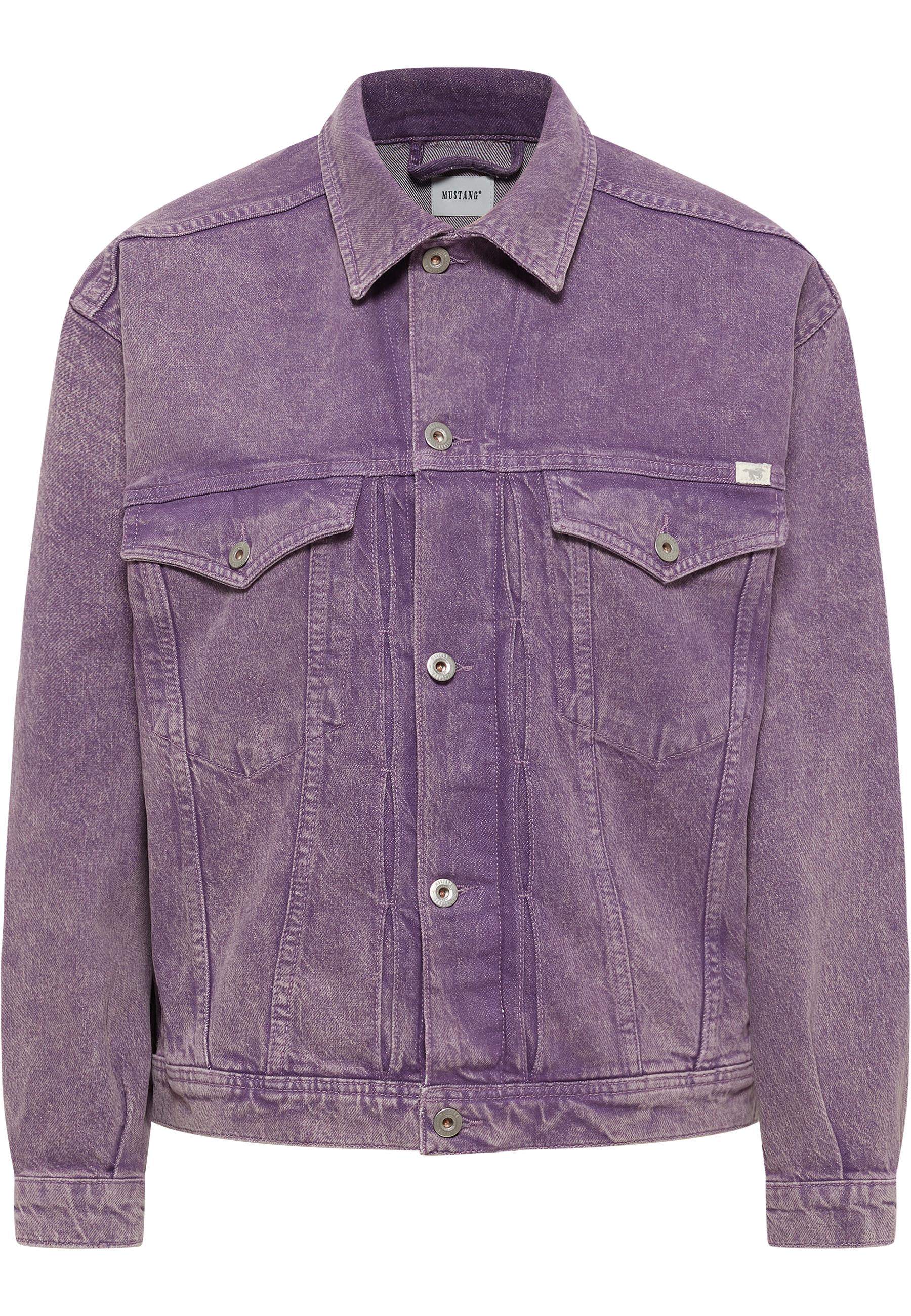 Denim Jacket, Purple, Button front, Chest pockets, Washed finish