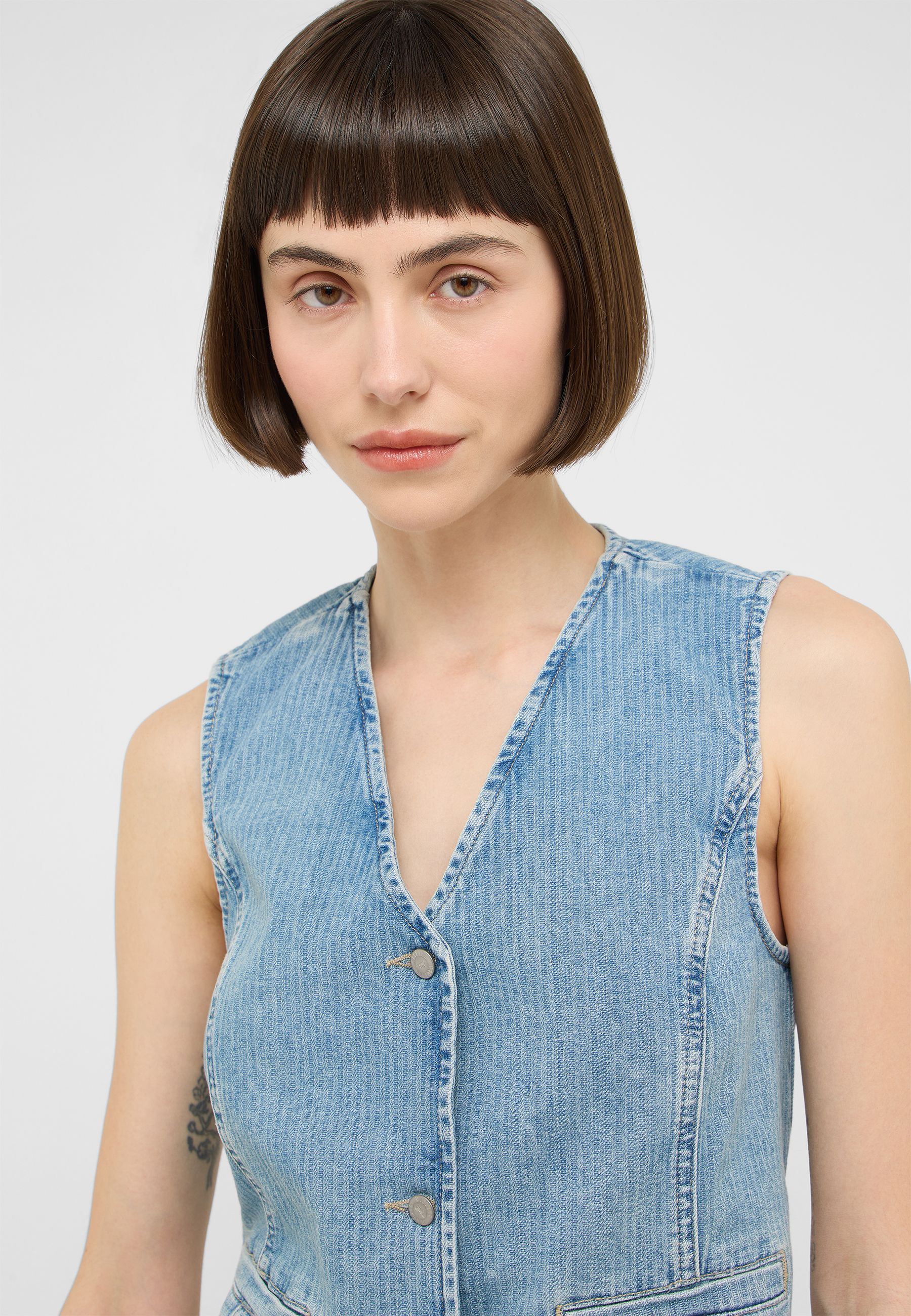 Denim, Vest, Jeansstoff, Ärmellos, Knöpfe