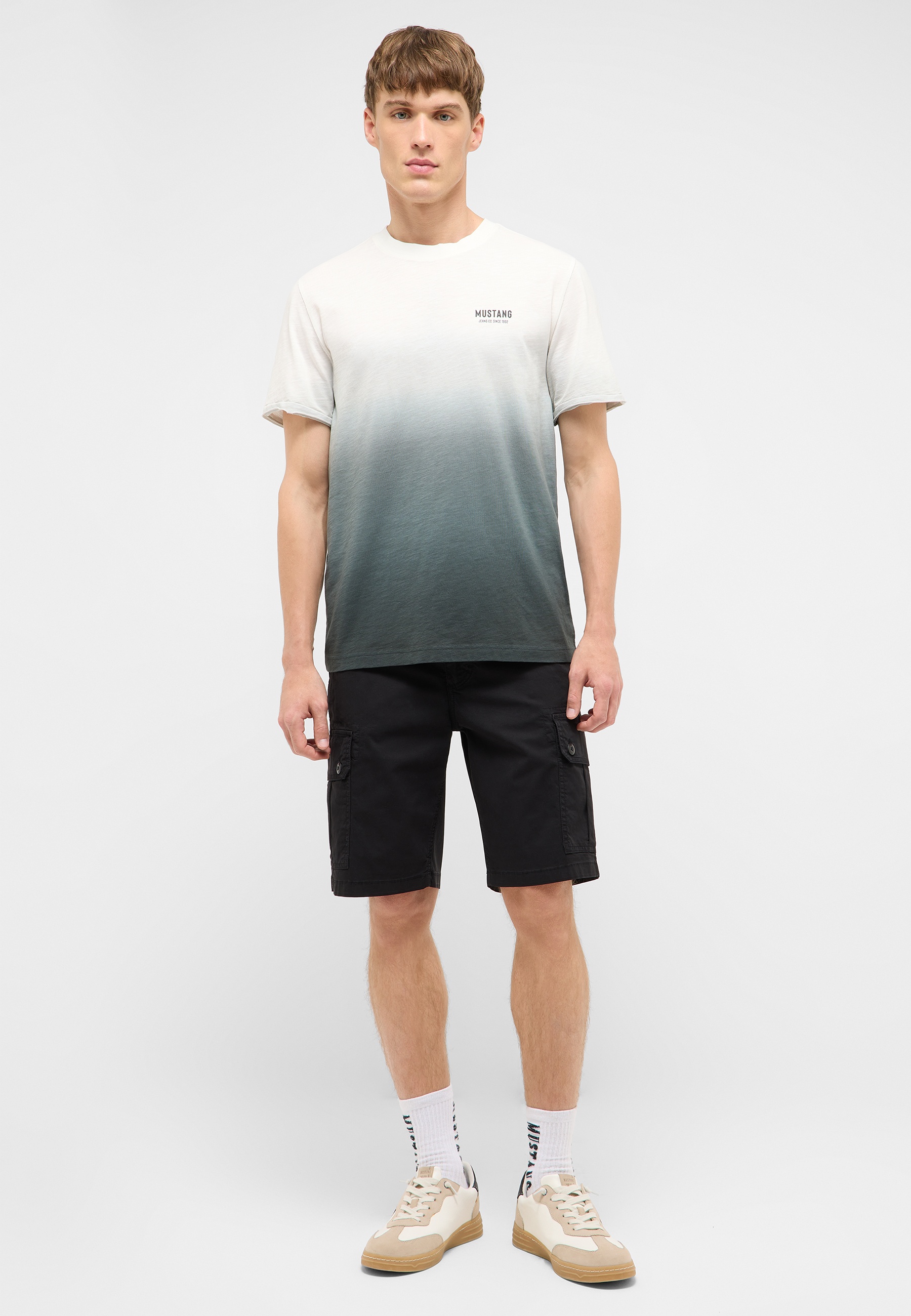 t-shirt gradient, dip-dye, crew neck, gradient tee, shorts cargo