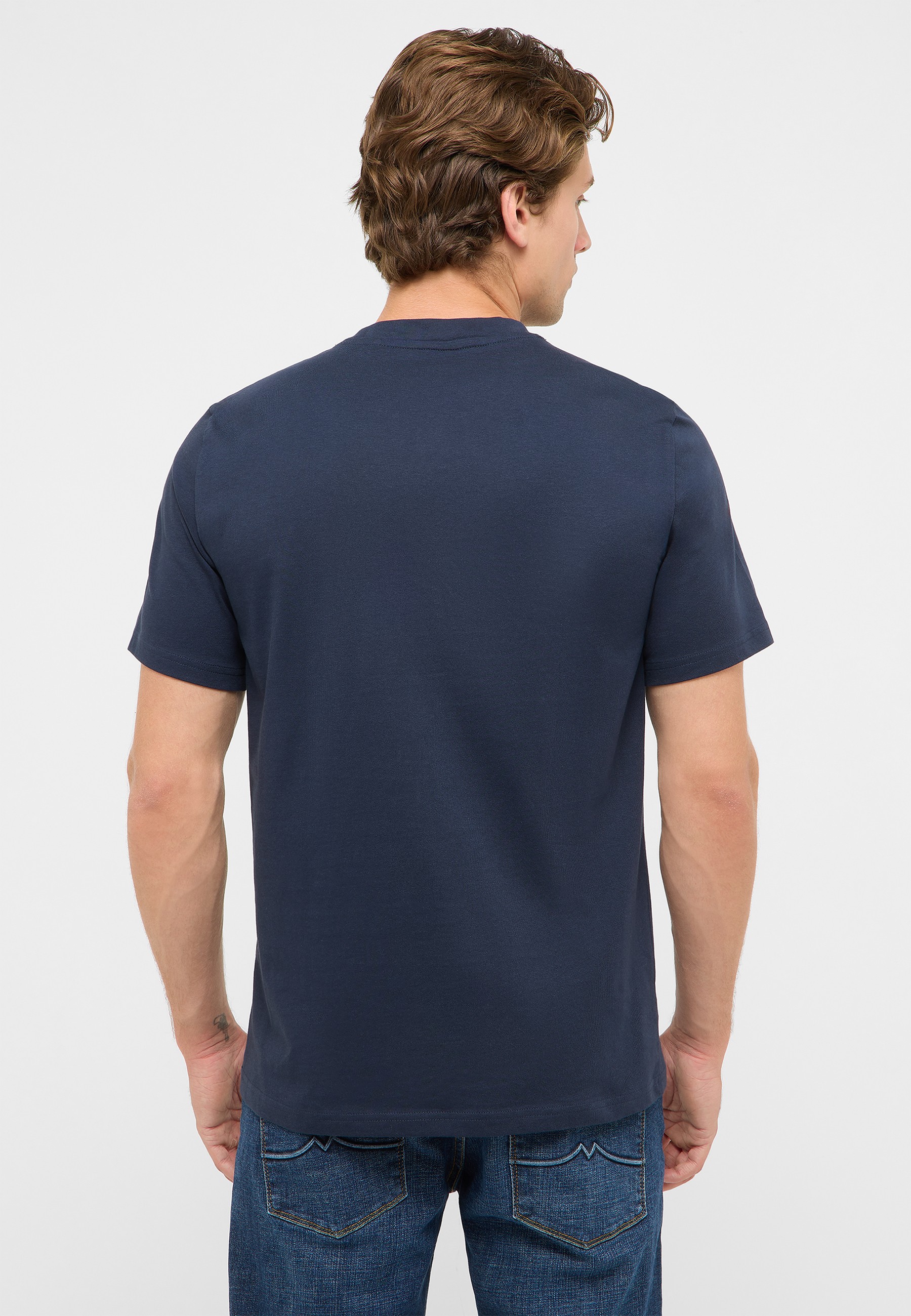 t-shirt, Rundhalsausschnitt, Kurzarm, einfarbig, dunkelblau
