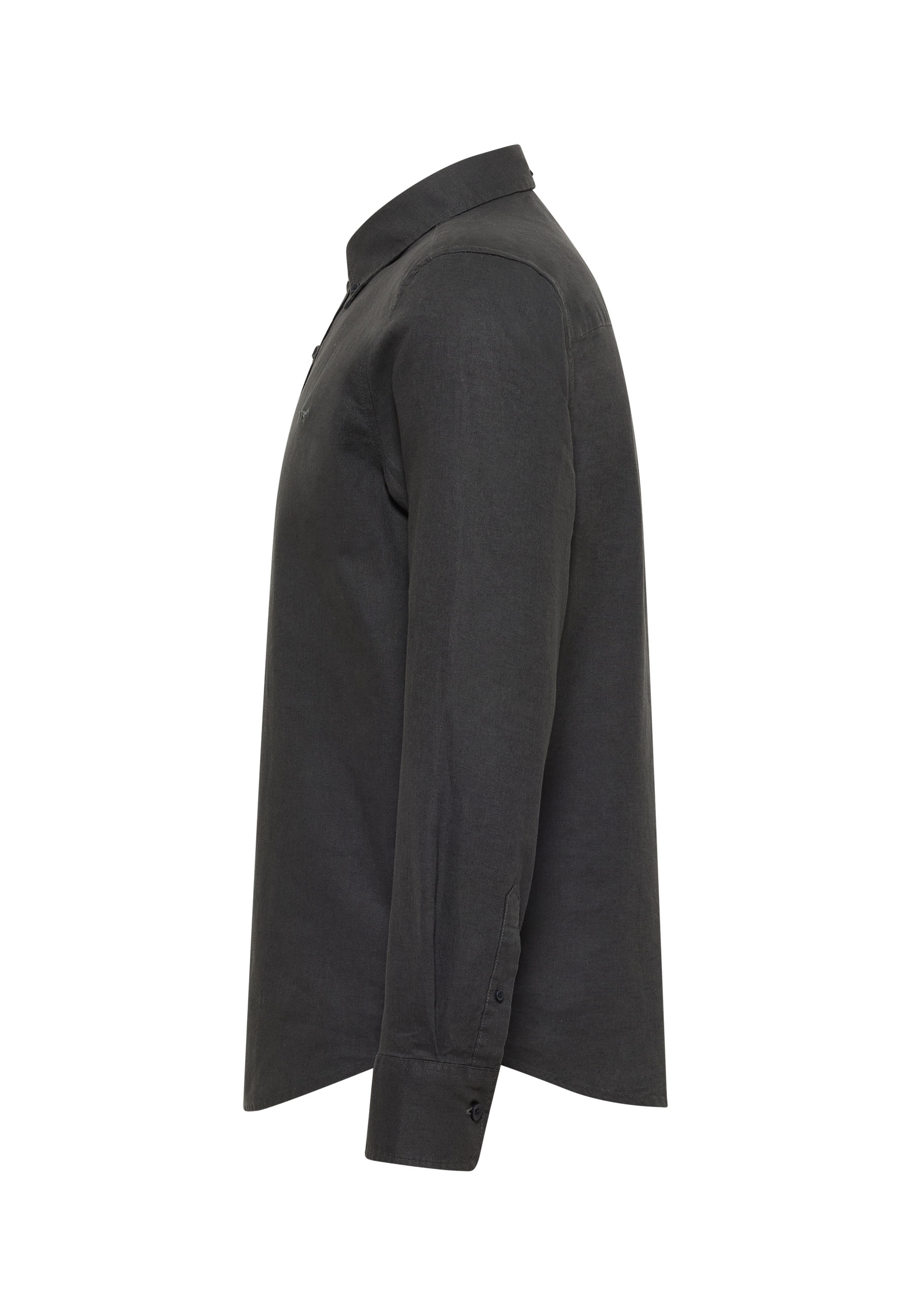 dunkle Jacke, Hemdjacke, Langarm, Knopfmanschetten, Kragen