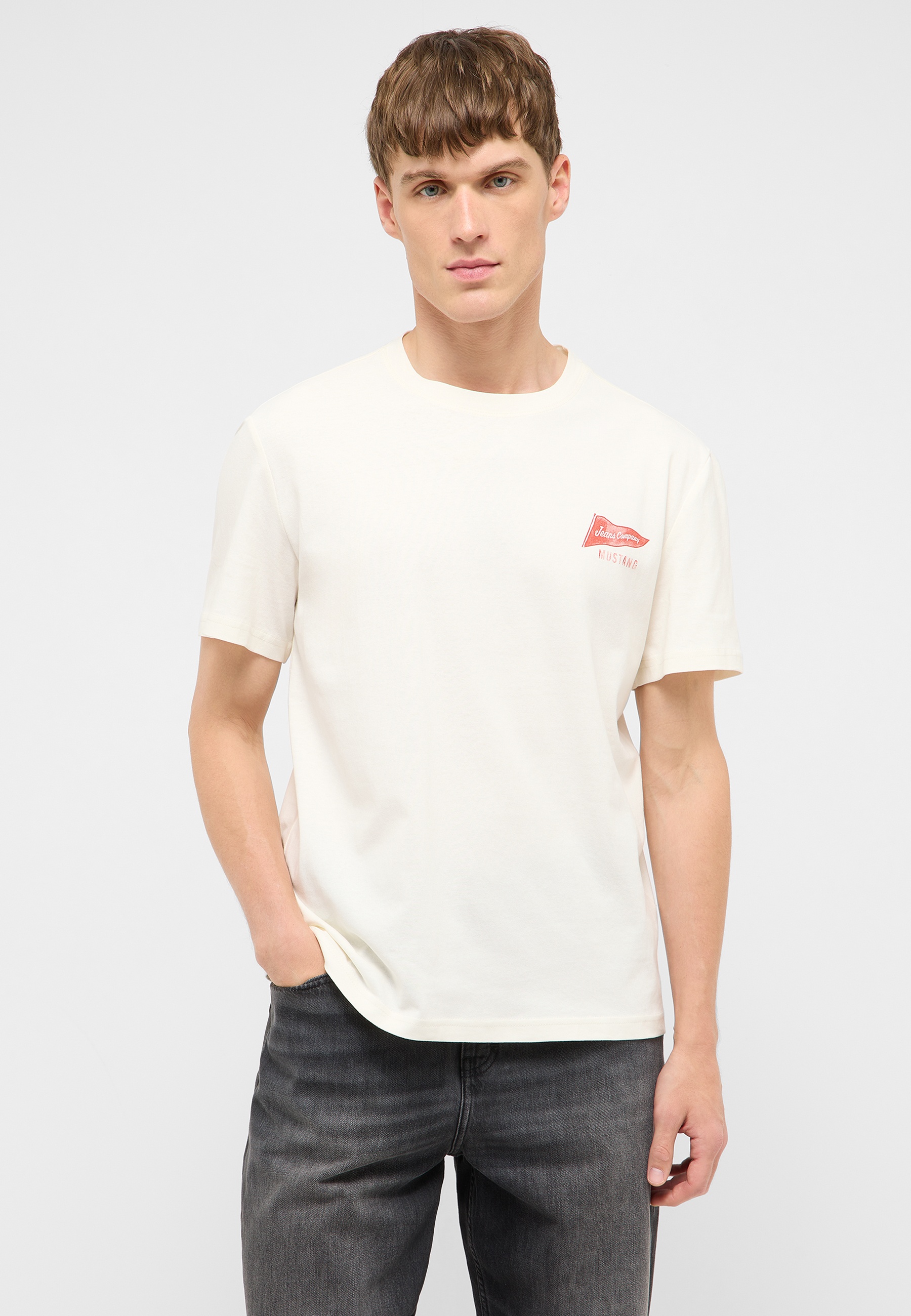 T-Shirt, Crewneck, Kurzarm, Weiß, Logo-Print