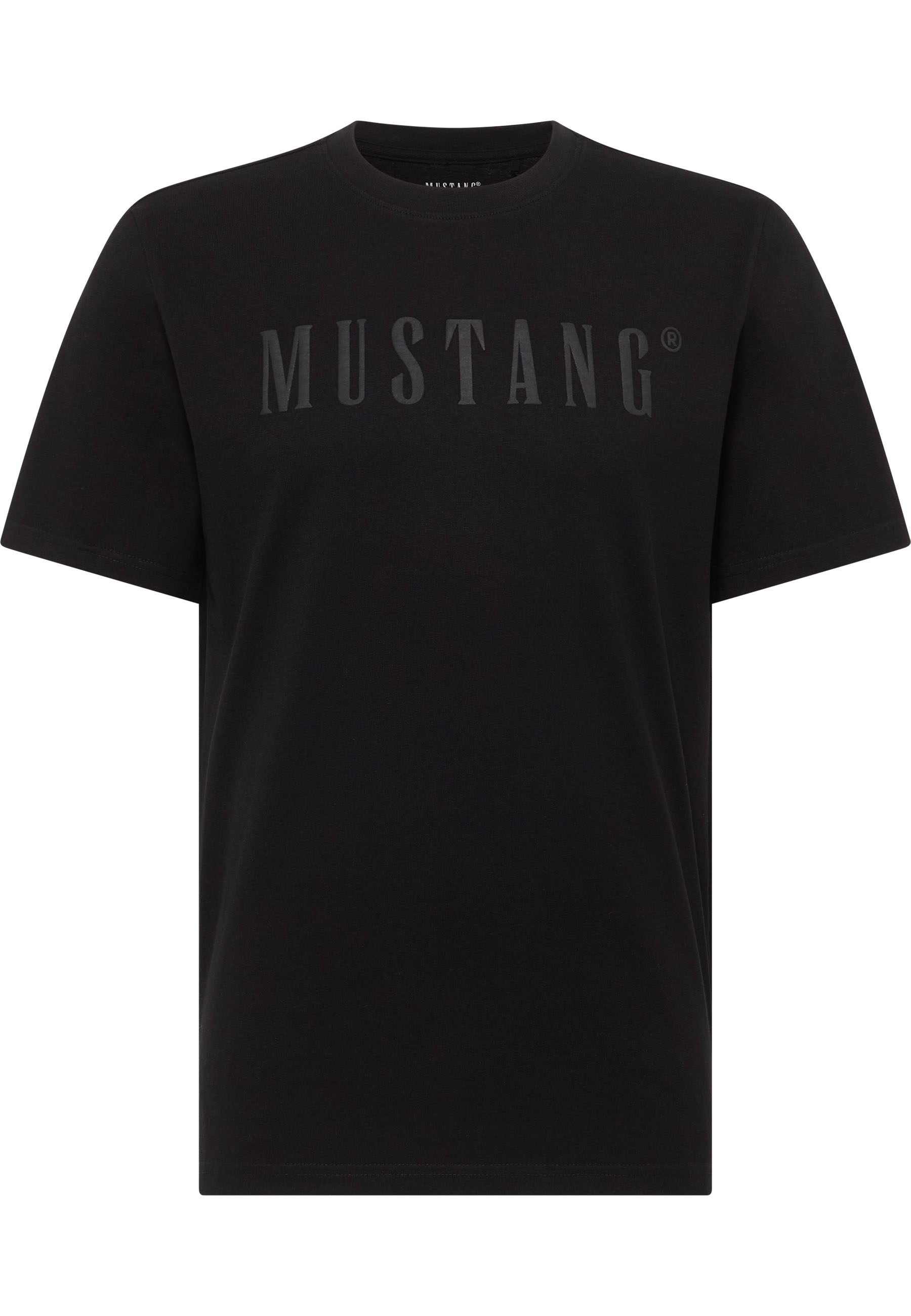 T-Shirt, Crewneck, Schwarz, Mustang, Grafik
