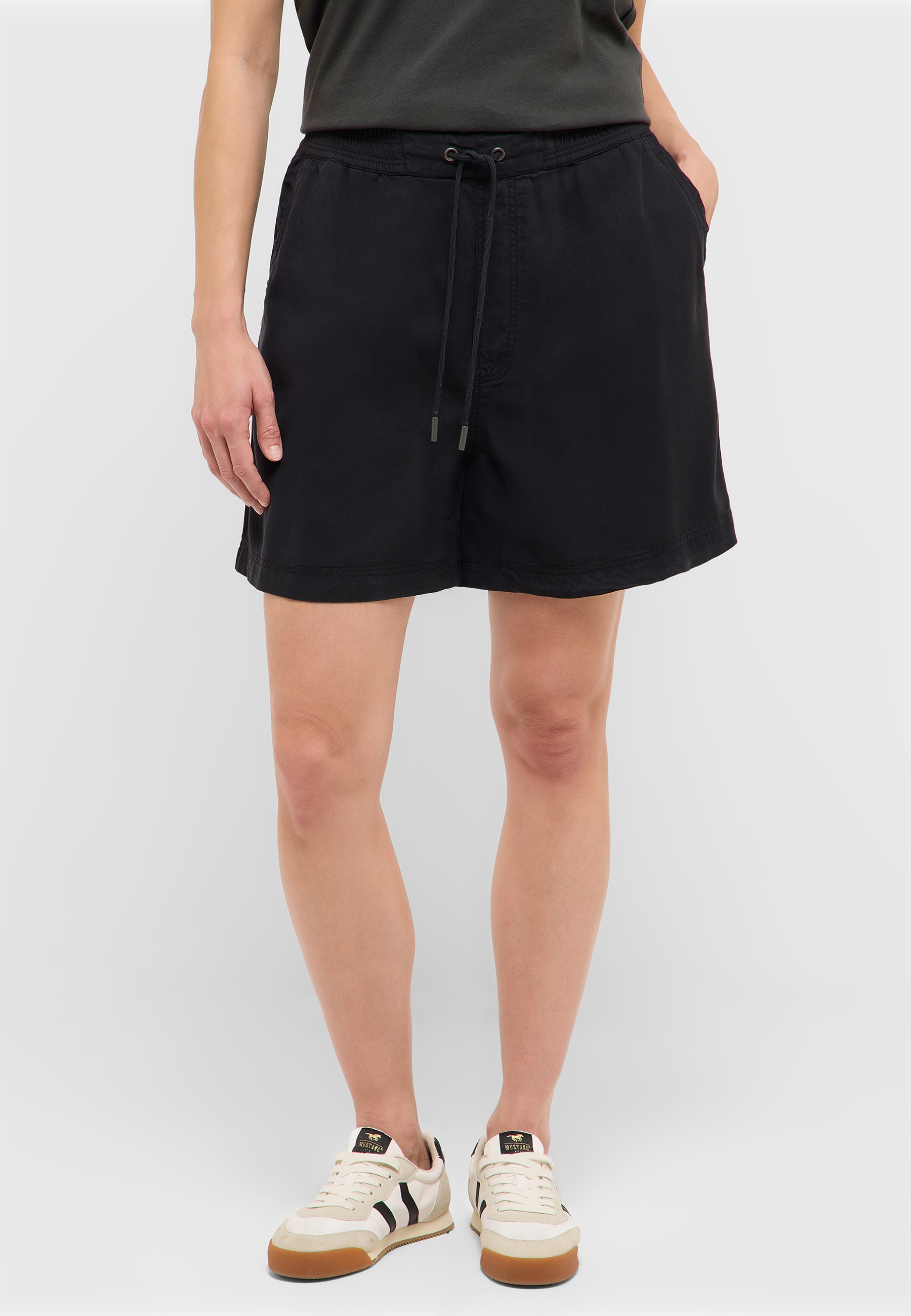 Shorts, Drawstring, Schwarz, Lässig, Knie-/Knielang