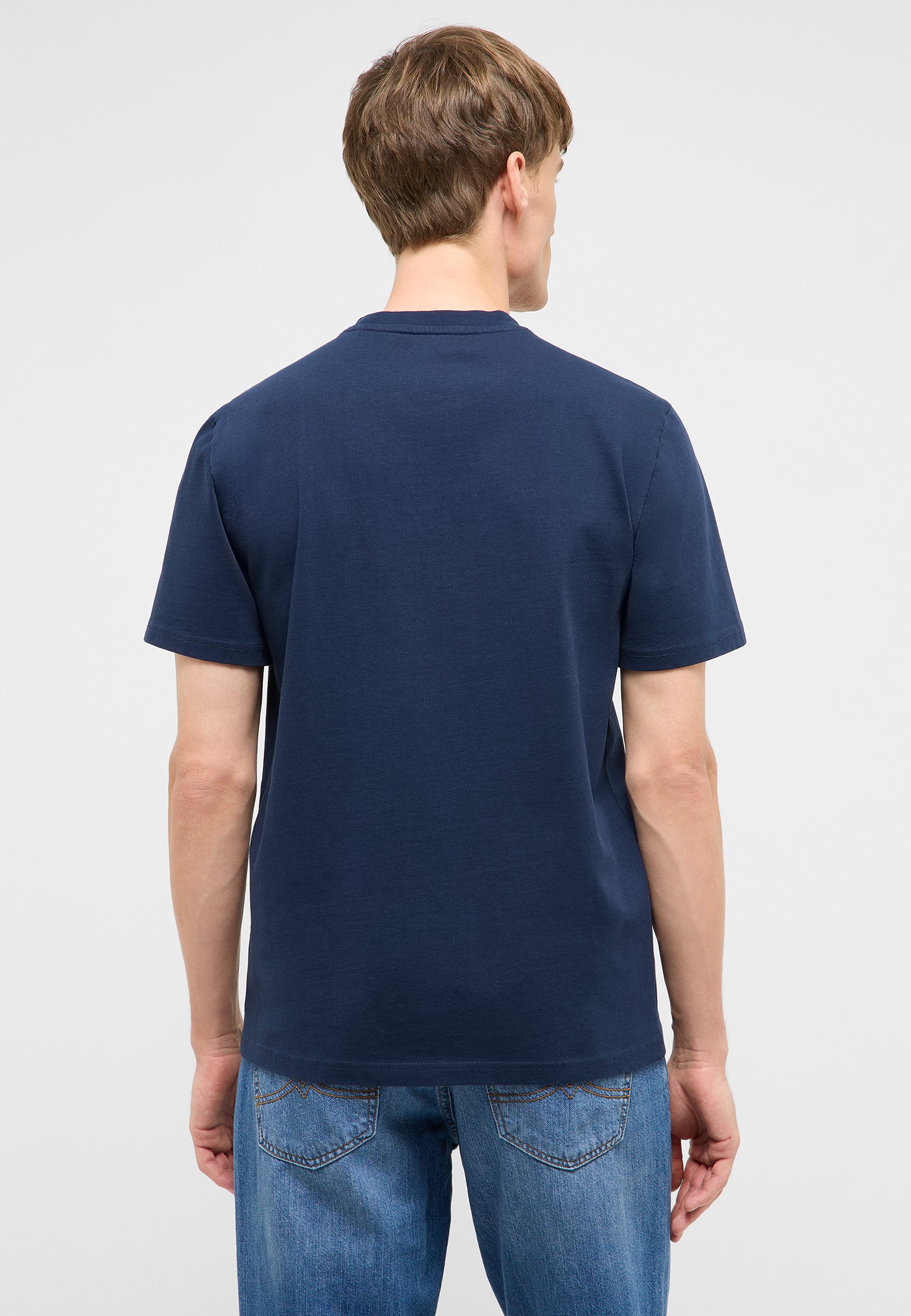 T-Shirt, Kurzarm, Uni, Navy, Rückseite