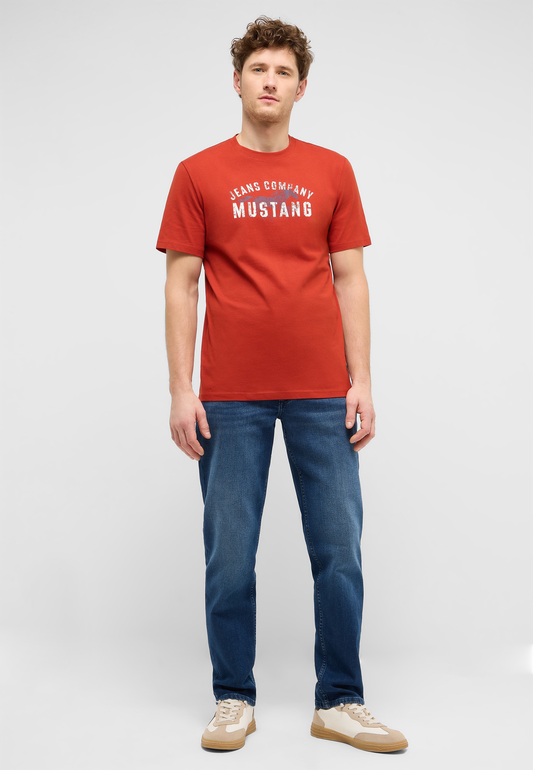 t-shirt, kurzarmig, runderhals, rot, grafik-t-shirt