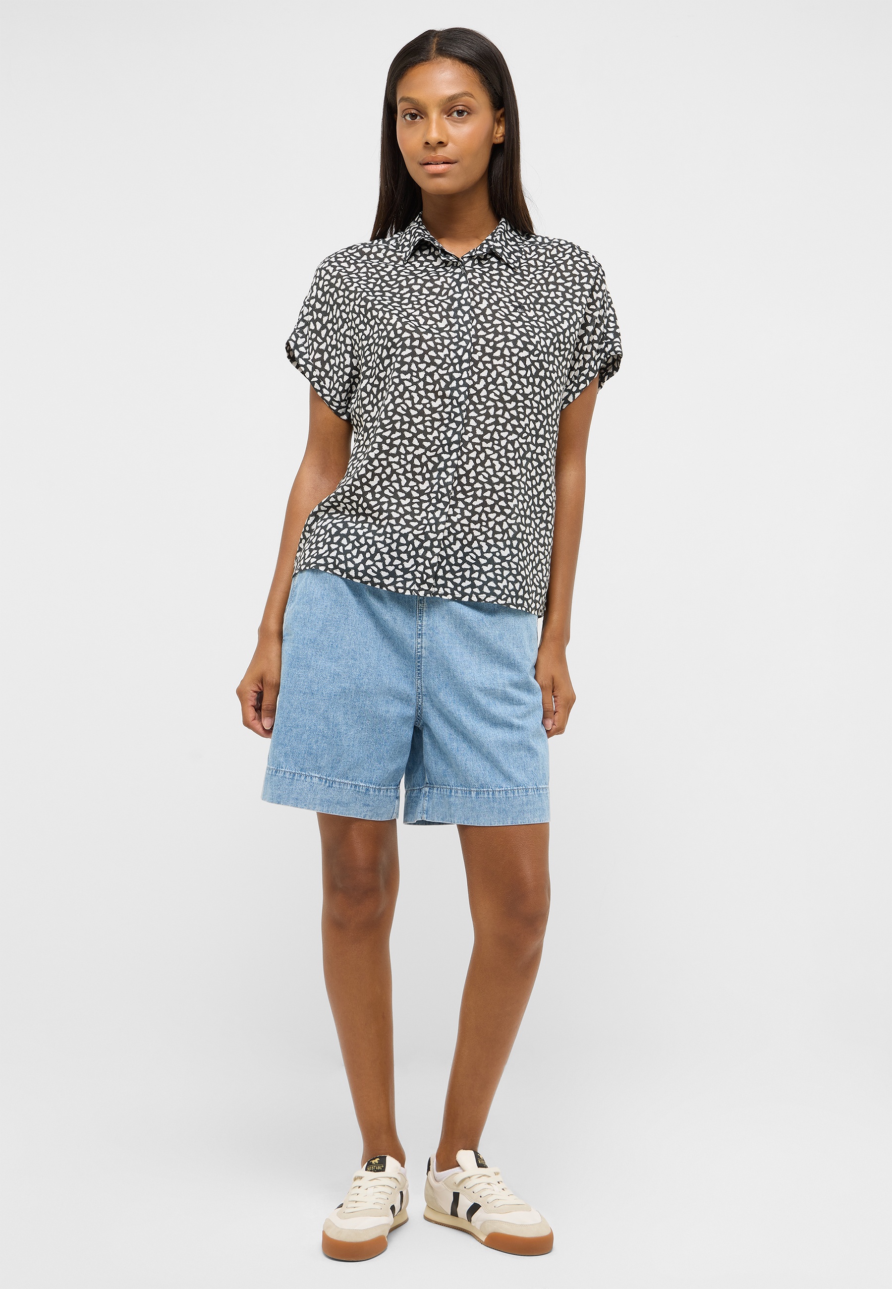 hemden-oberteil, bluse, shirt, muster, kurze-hose