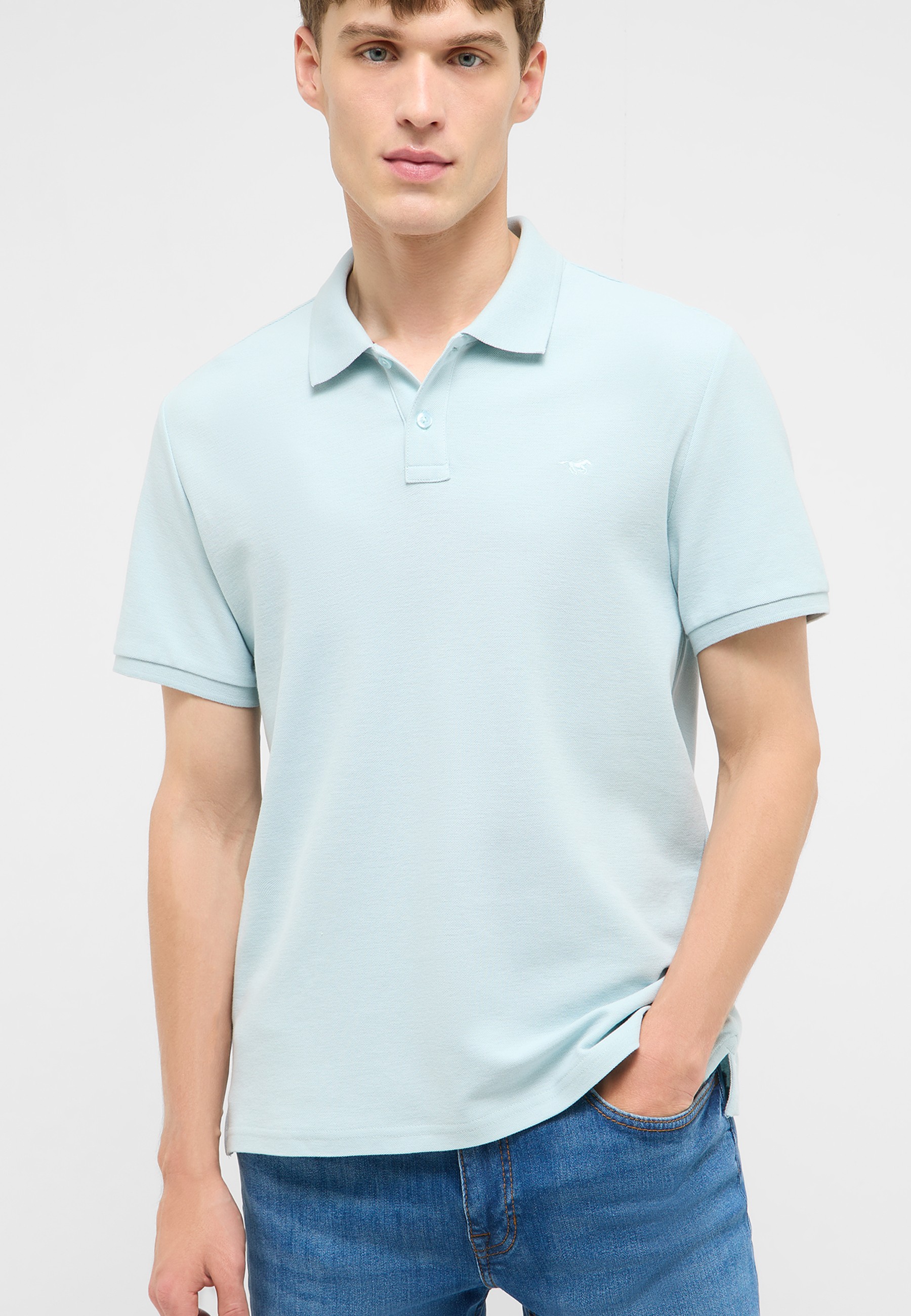 polo shirt, polo, hellblau, kurzarm, baumwollmix