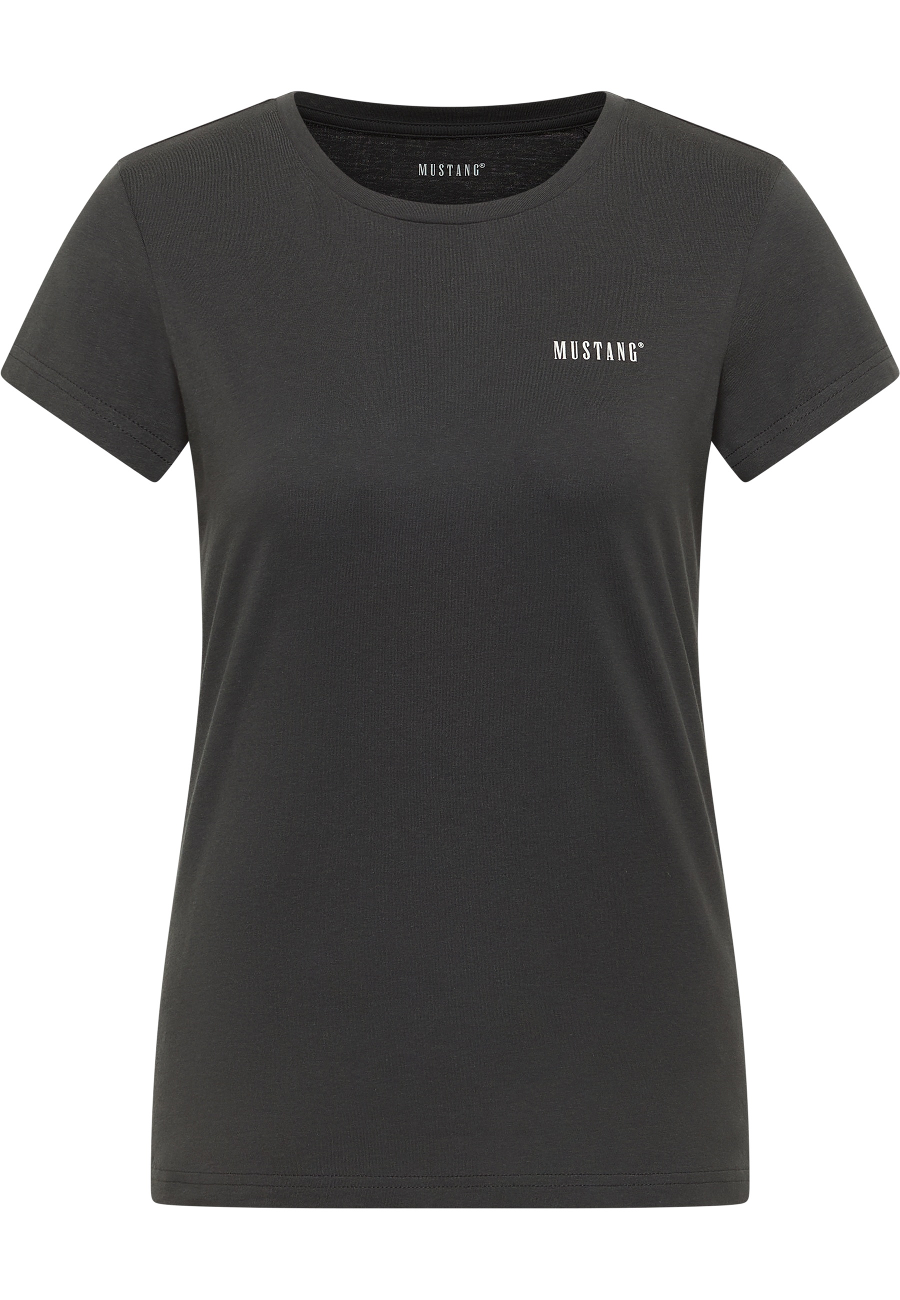 T-Shirt, Kurzarm, Rundhals, Grau, Mustang Logo