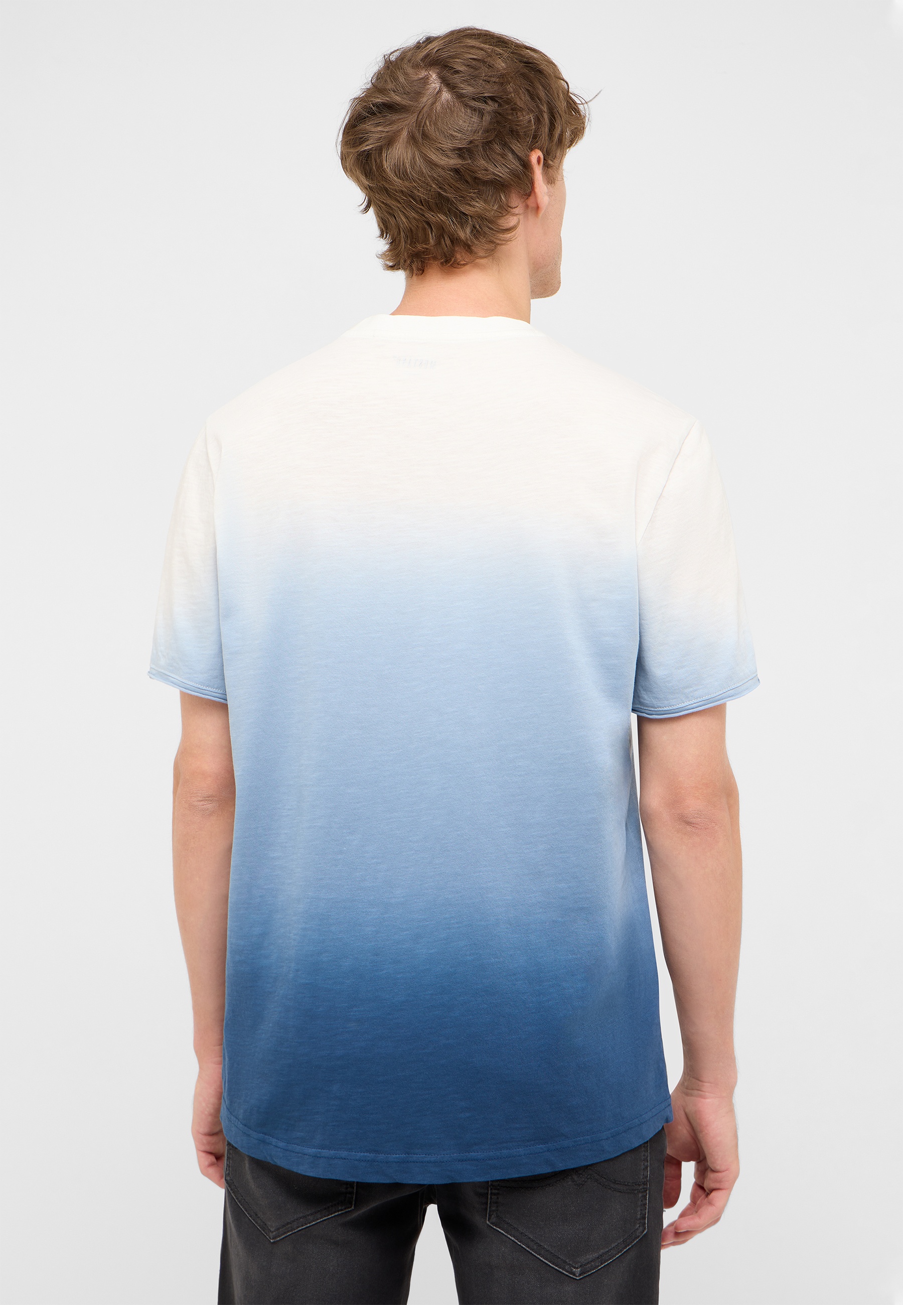T-Shirt, Gradient, Kurzarm, Blau, Wischtechnik