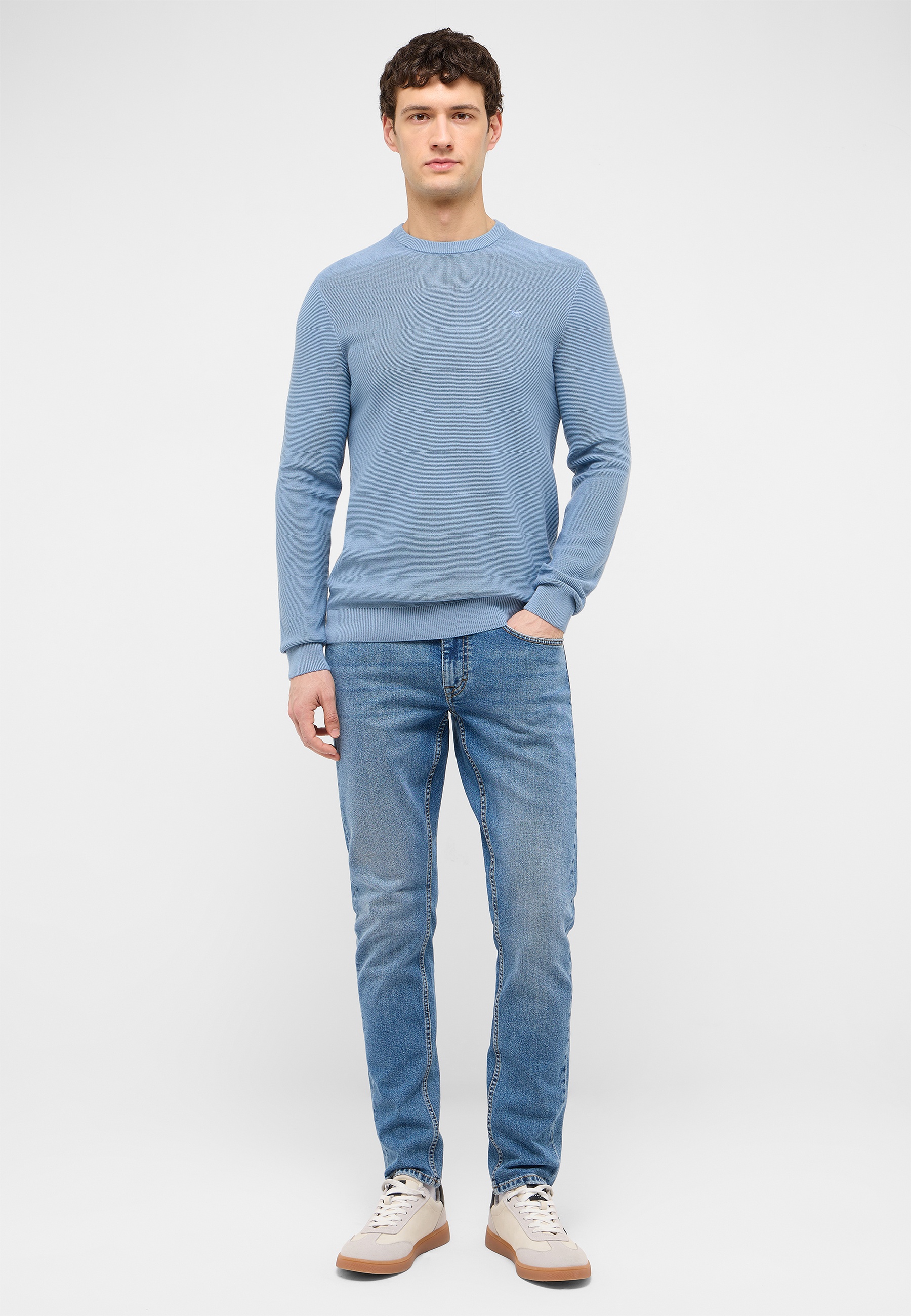 Pullover, Rundhals, hellblau, Knit, langarm