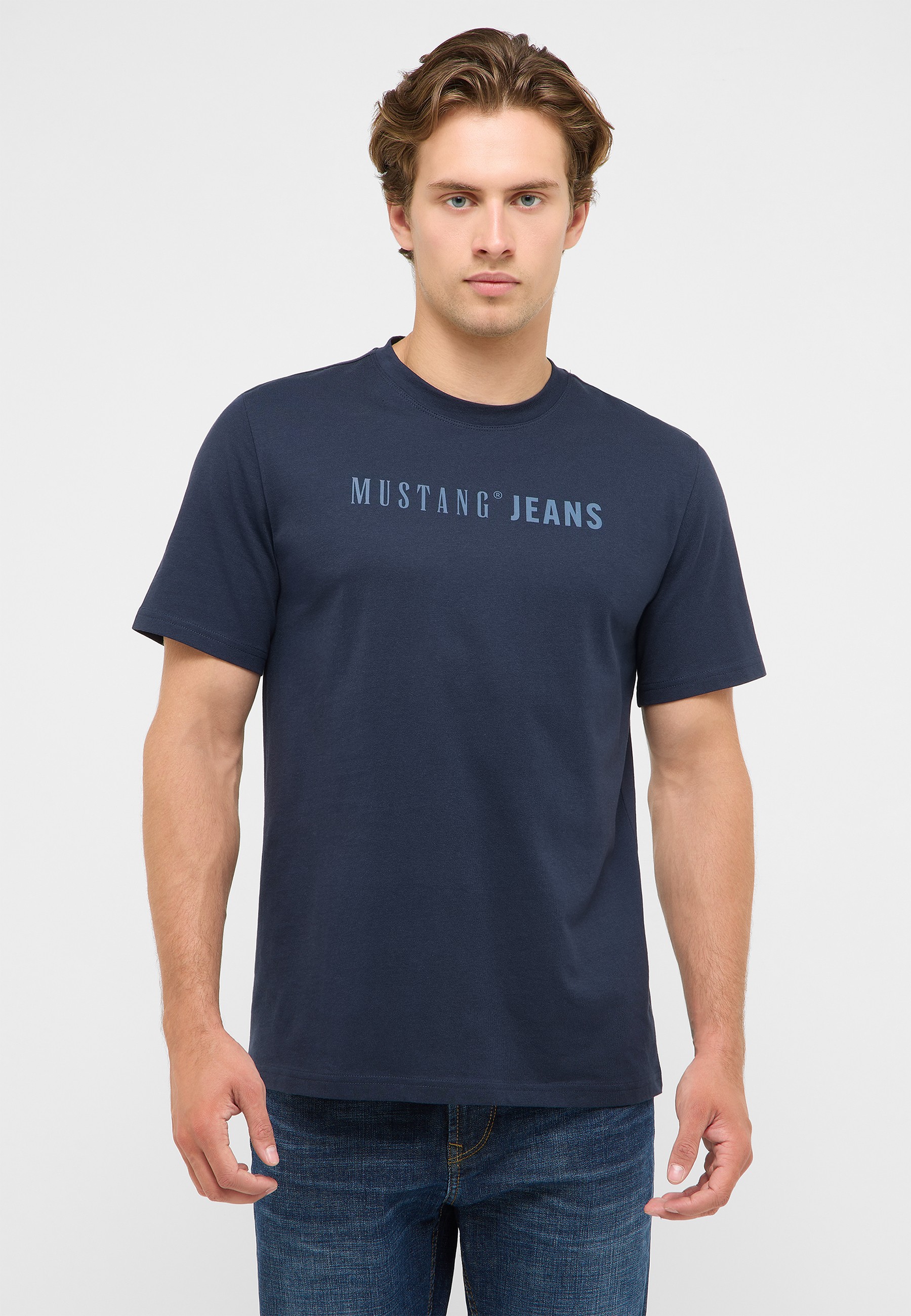 t-shirt, Rundhals, Kurzarm, marineblau, Grafikaufdruck