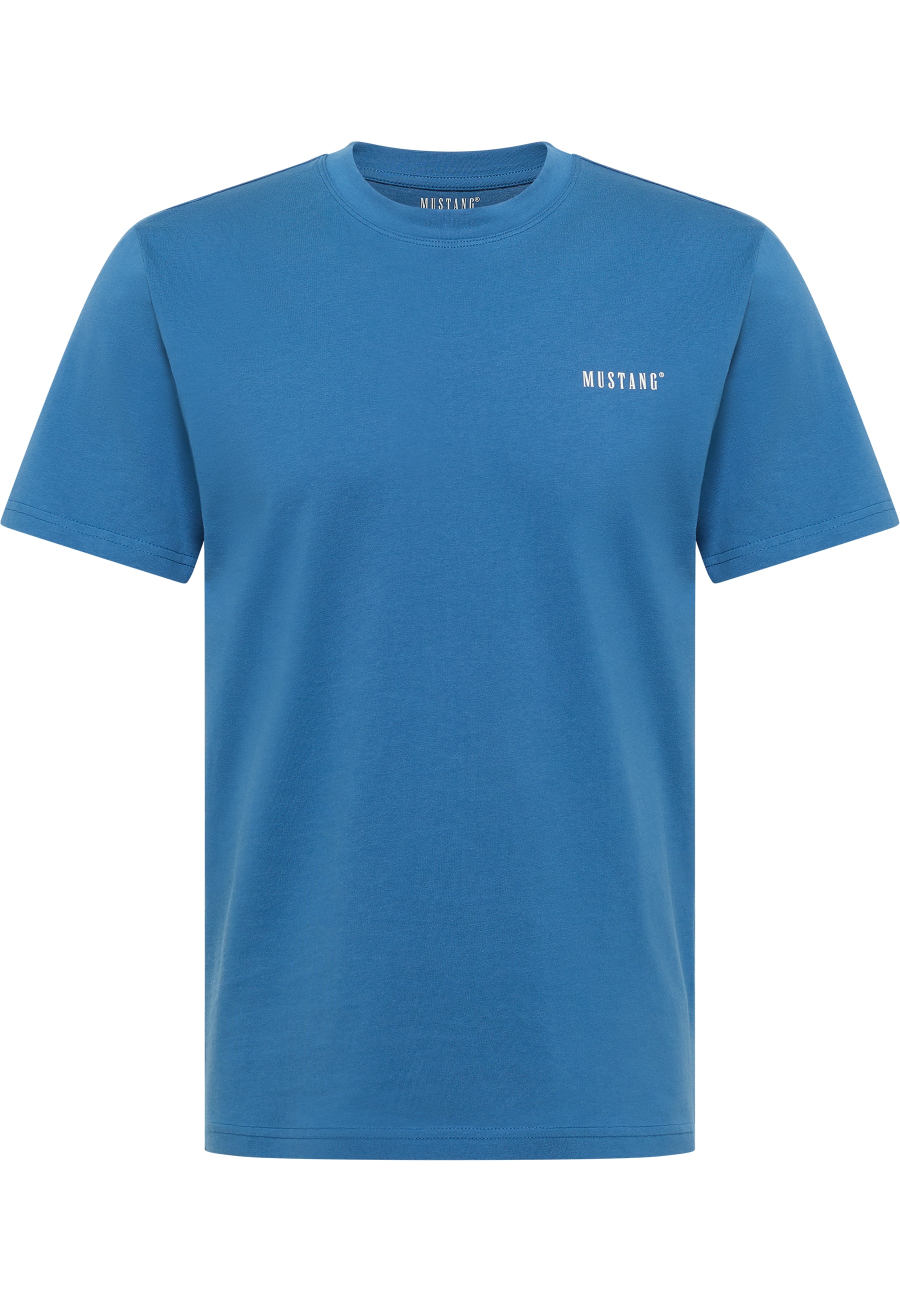 T-Shirt, Kurzarm, Uni-Farbe, Baumwolle, Mustang-Logo
