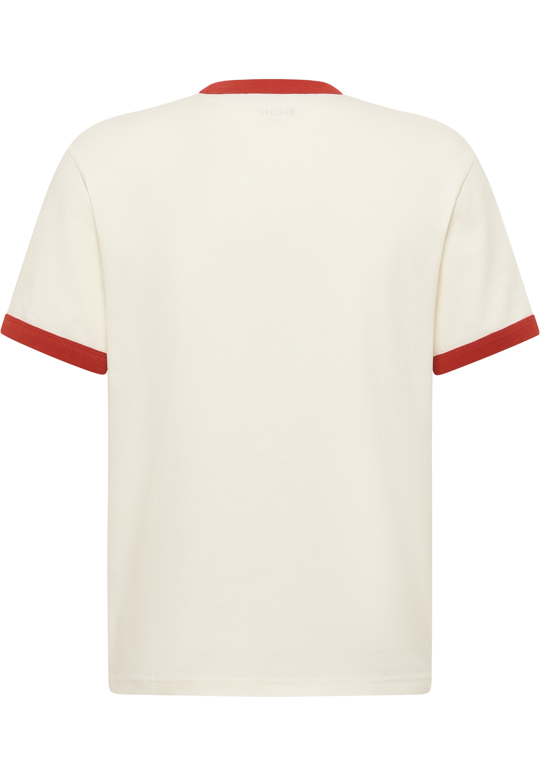 t-shirt, creme, kurzarm, rote, trim