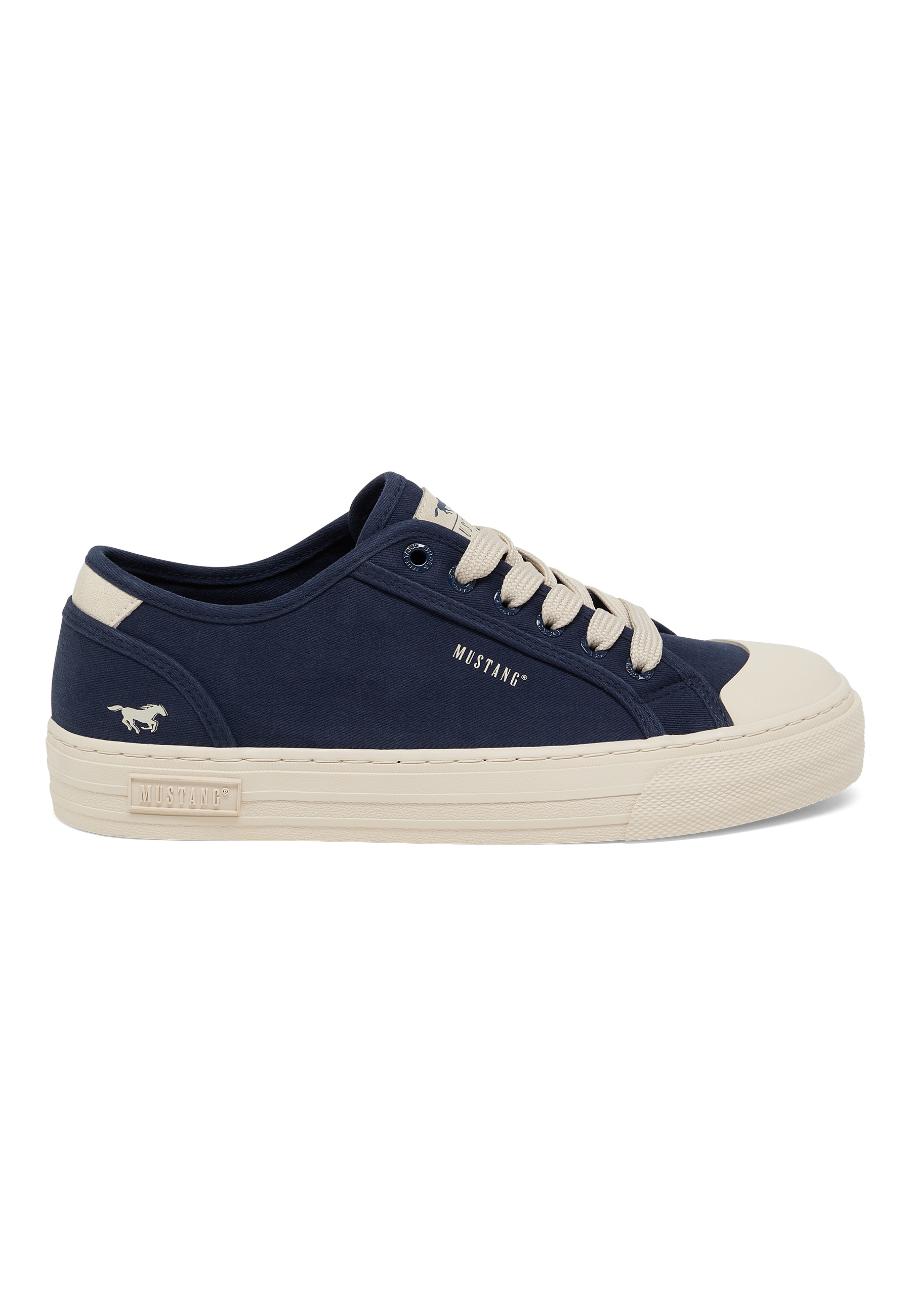 Sneaker, Navy, Canvas, Niedrig|null, Beige-Sohle