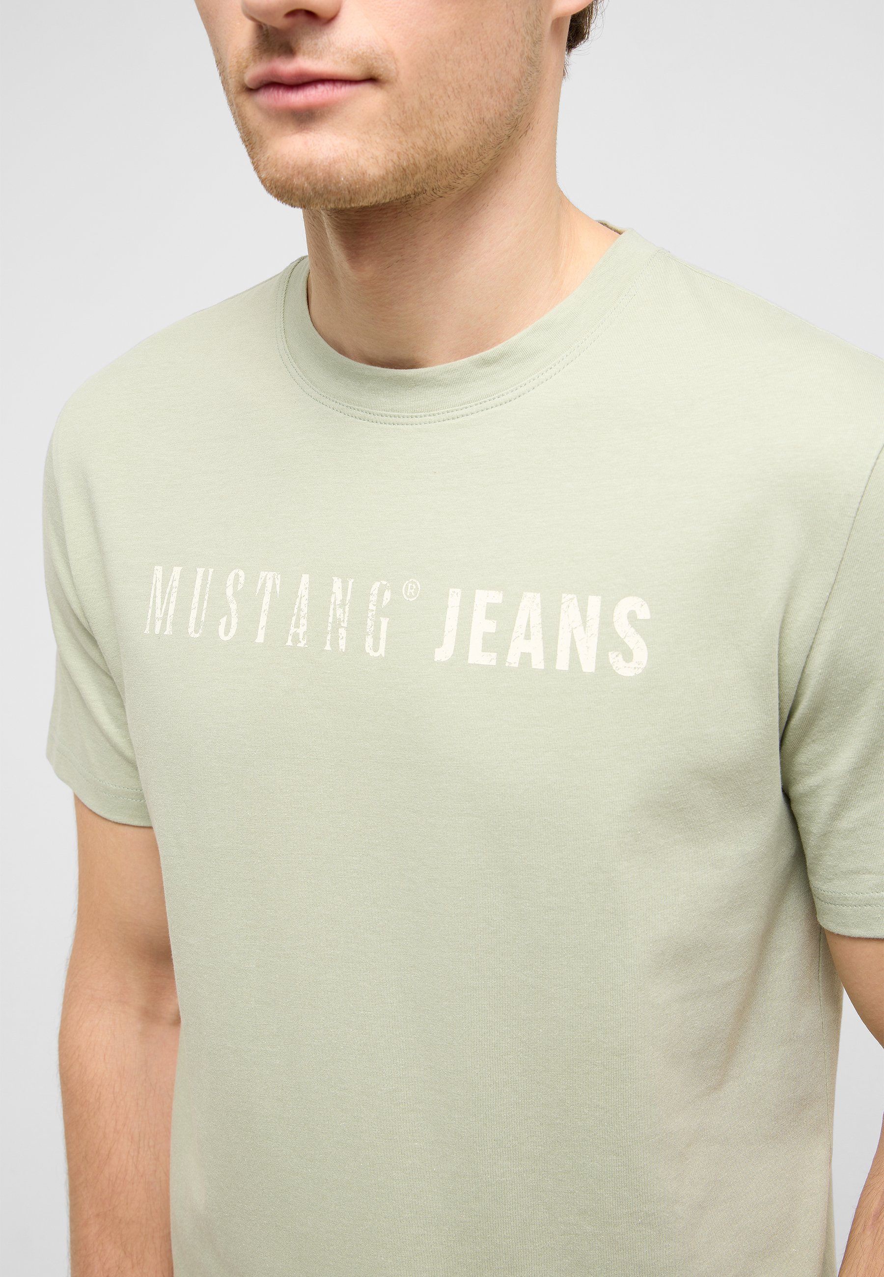 t-shirt, Rundhals, Kurzarm, Logotext, Mustang Jeans