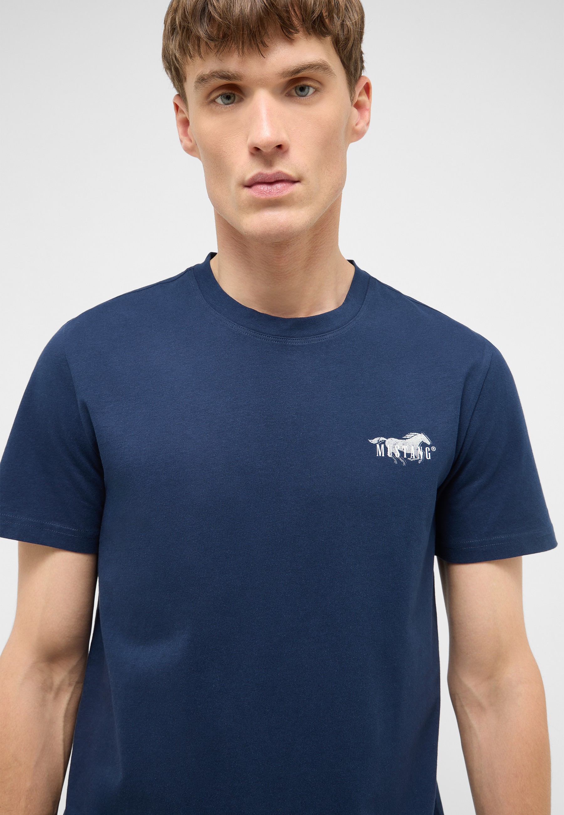 T-Shirt, Rundhalsausschnitt, Kurzarm, Navyblau, Kleines Logo-Wal