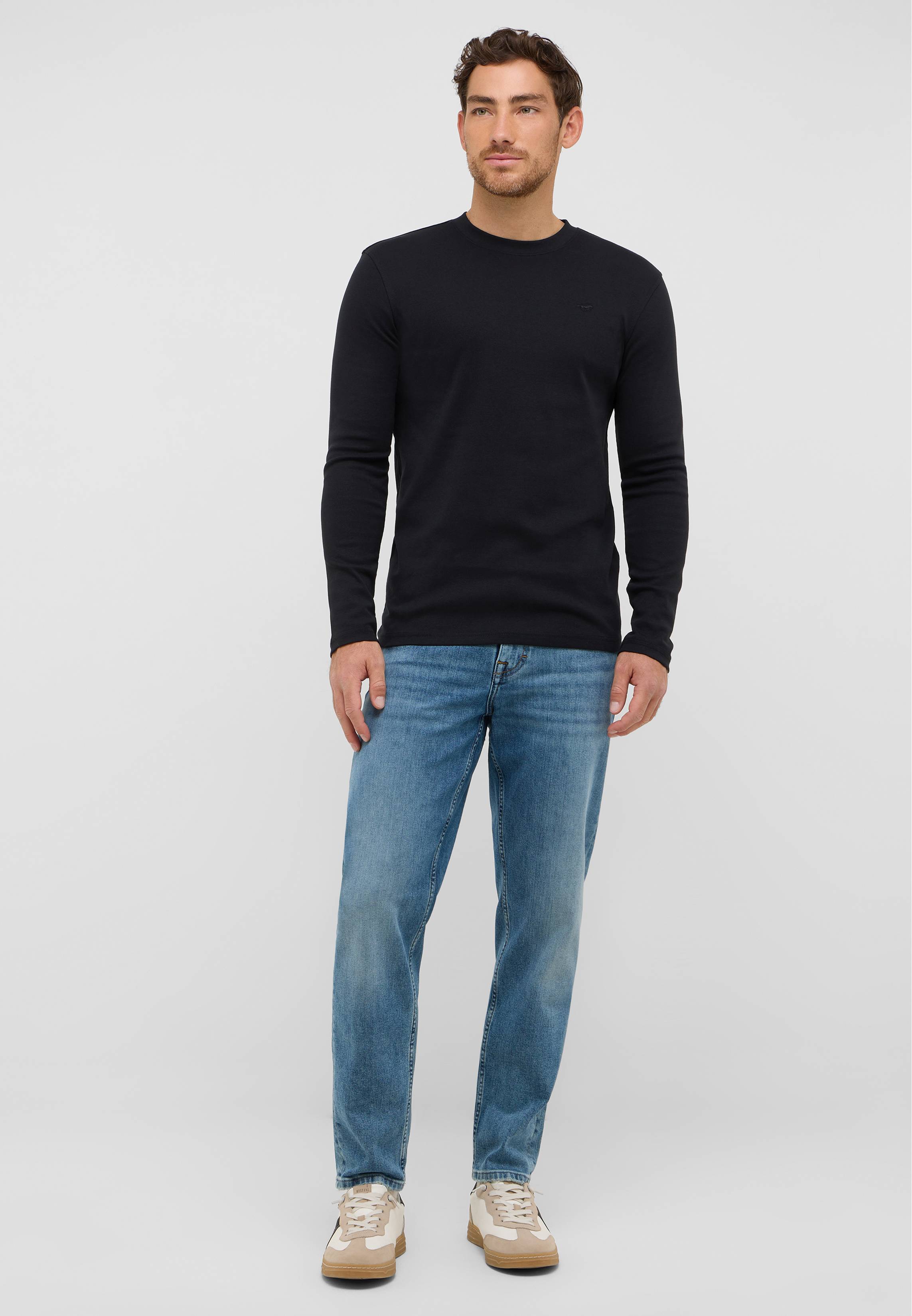 Hosen, Langarm, Jeans, Mann, Person