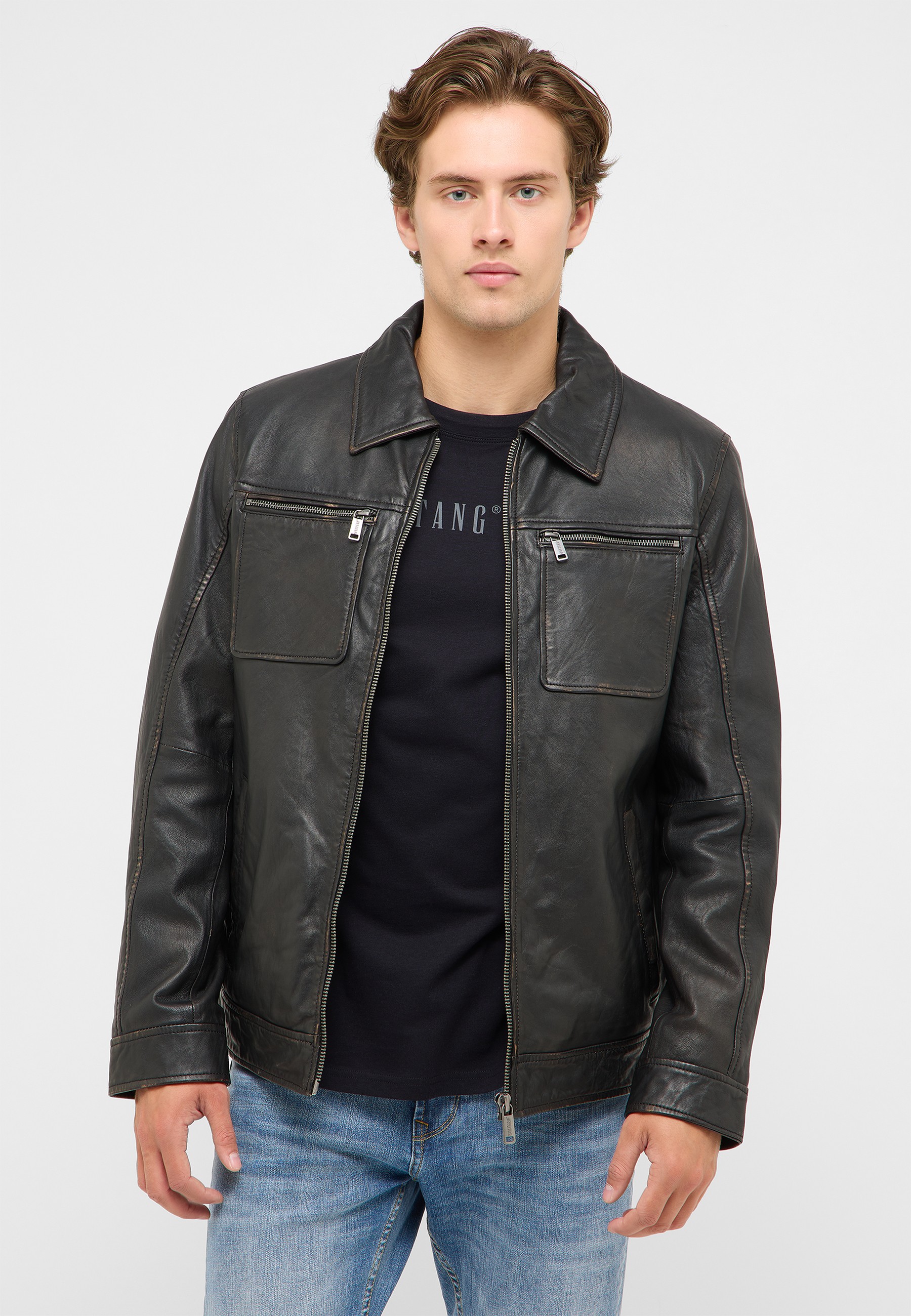 lederjacke, schwarz, reißverschluss, jacke, tasche