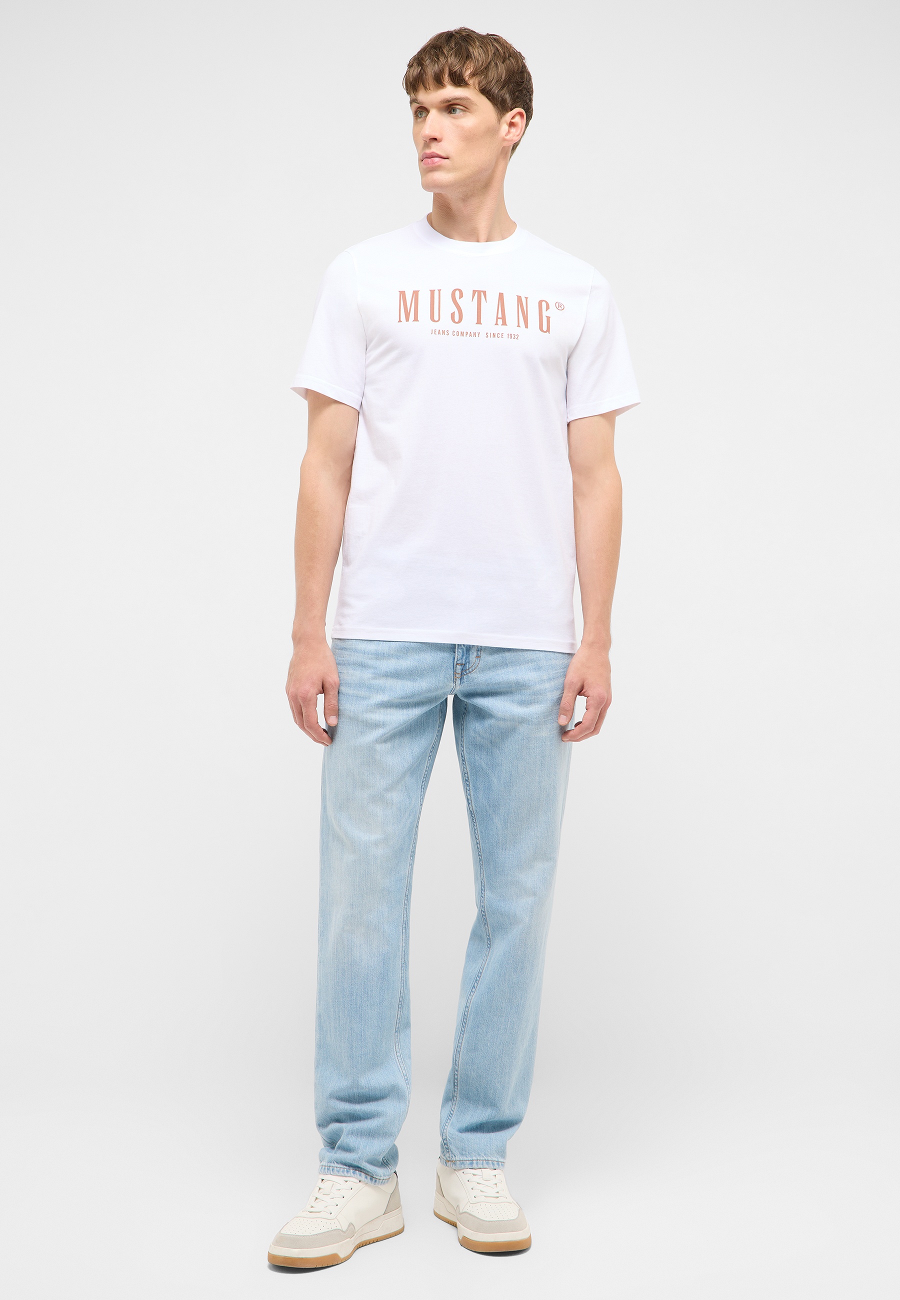 t-shirt, weiße, grafik, mustang, kurzarm