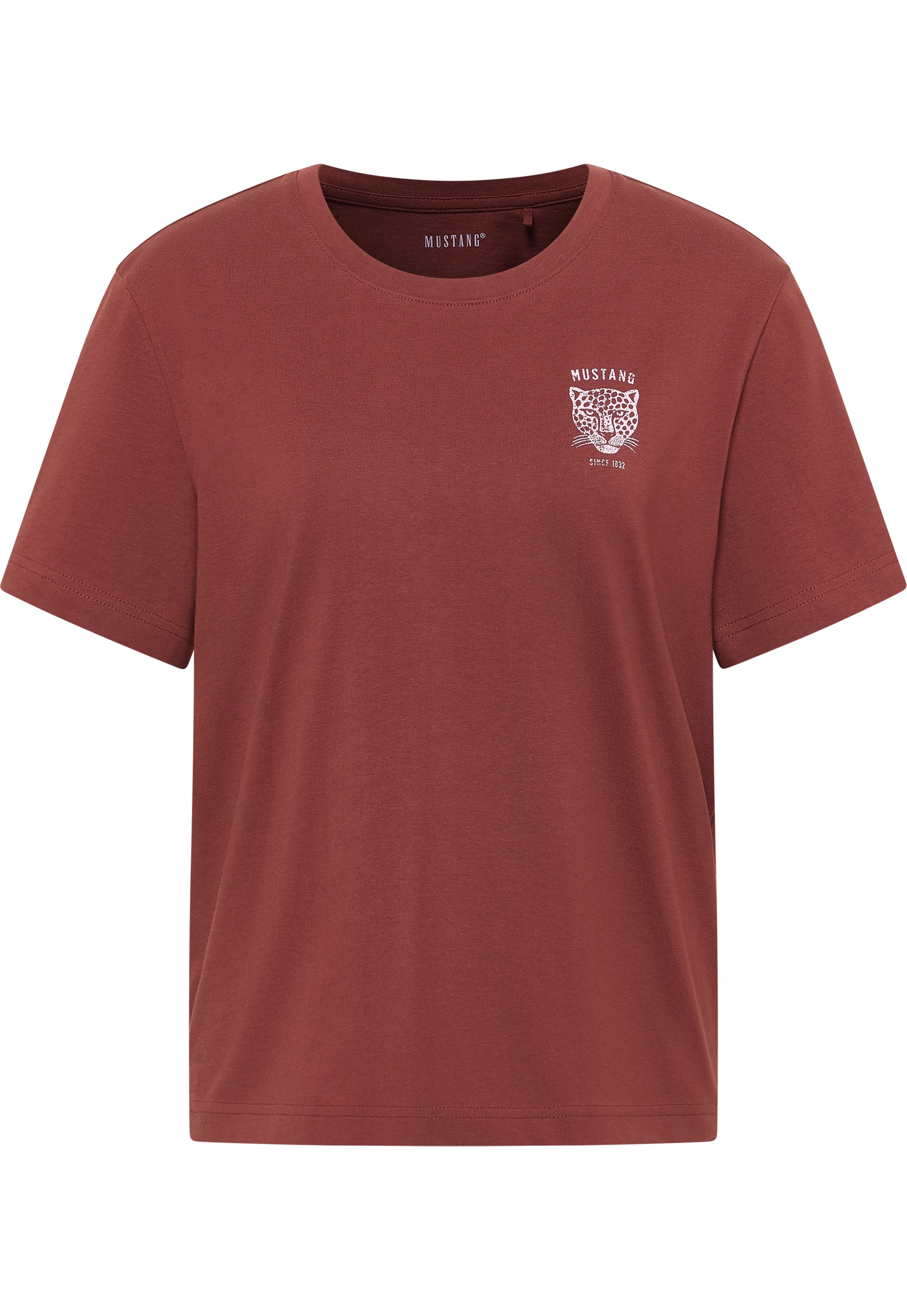 T-Shirt, Kurzarm, Rostrot, Leopard-Logo, Mustang