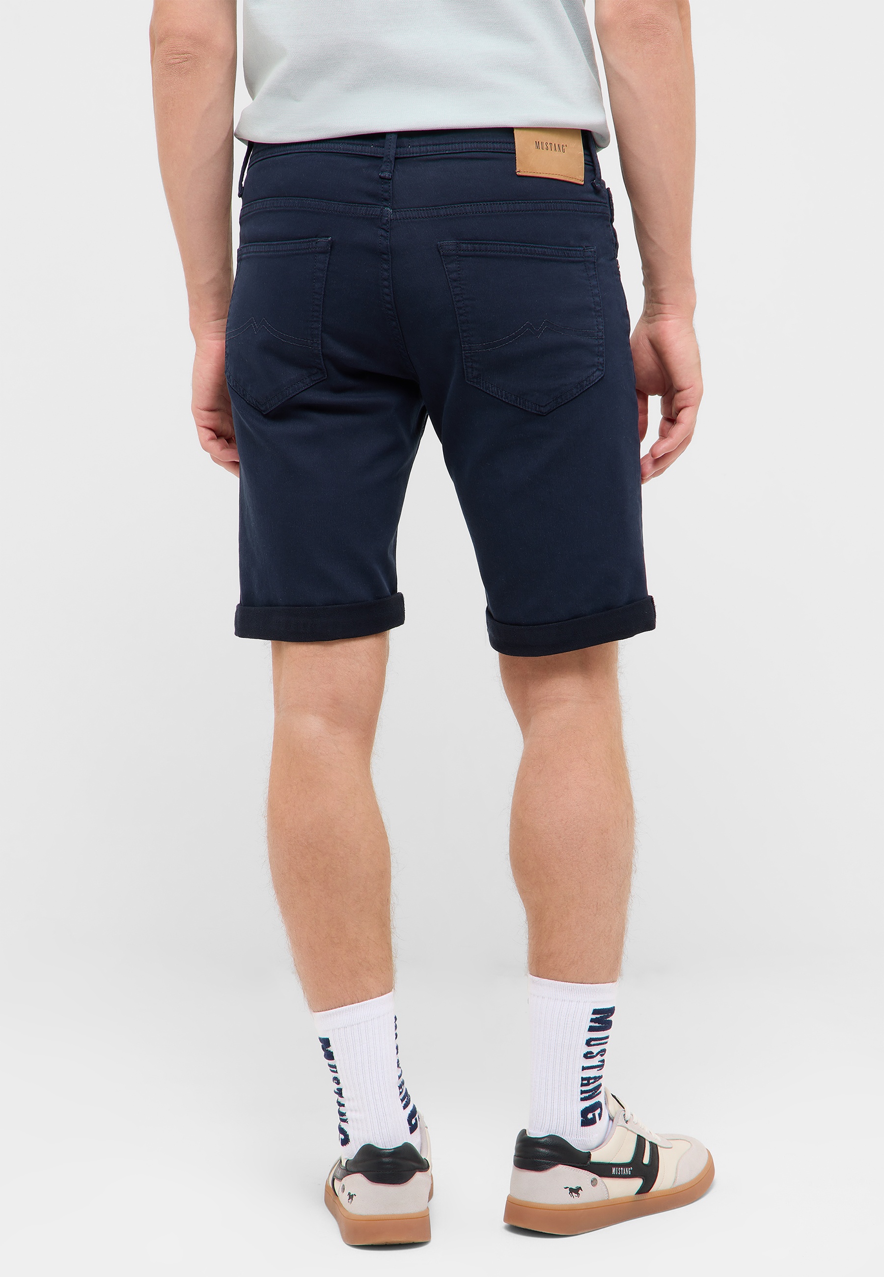 Shorts, Chino, Navy, Gerollte Kante, Gesäßtaschen