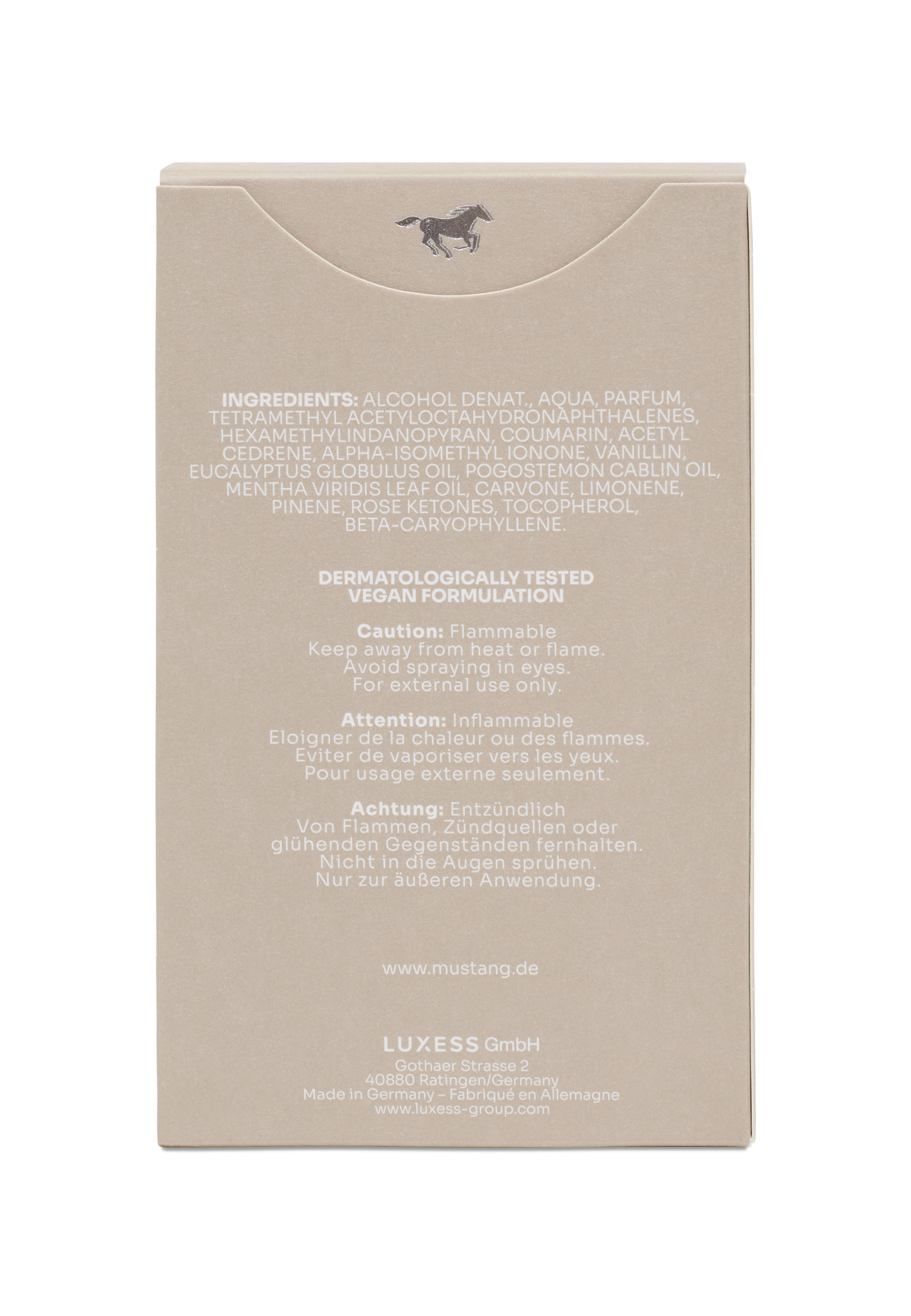 Parfum, Flasche, Verpackung, texturierte Kartonschachtel, Inhaltsangabe