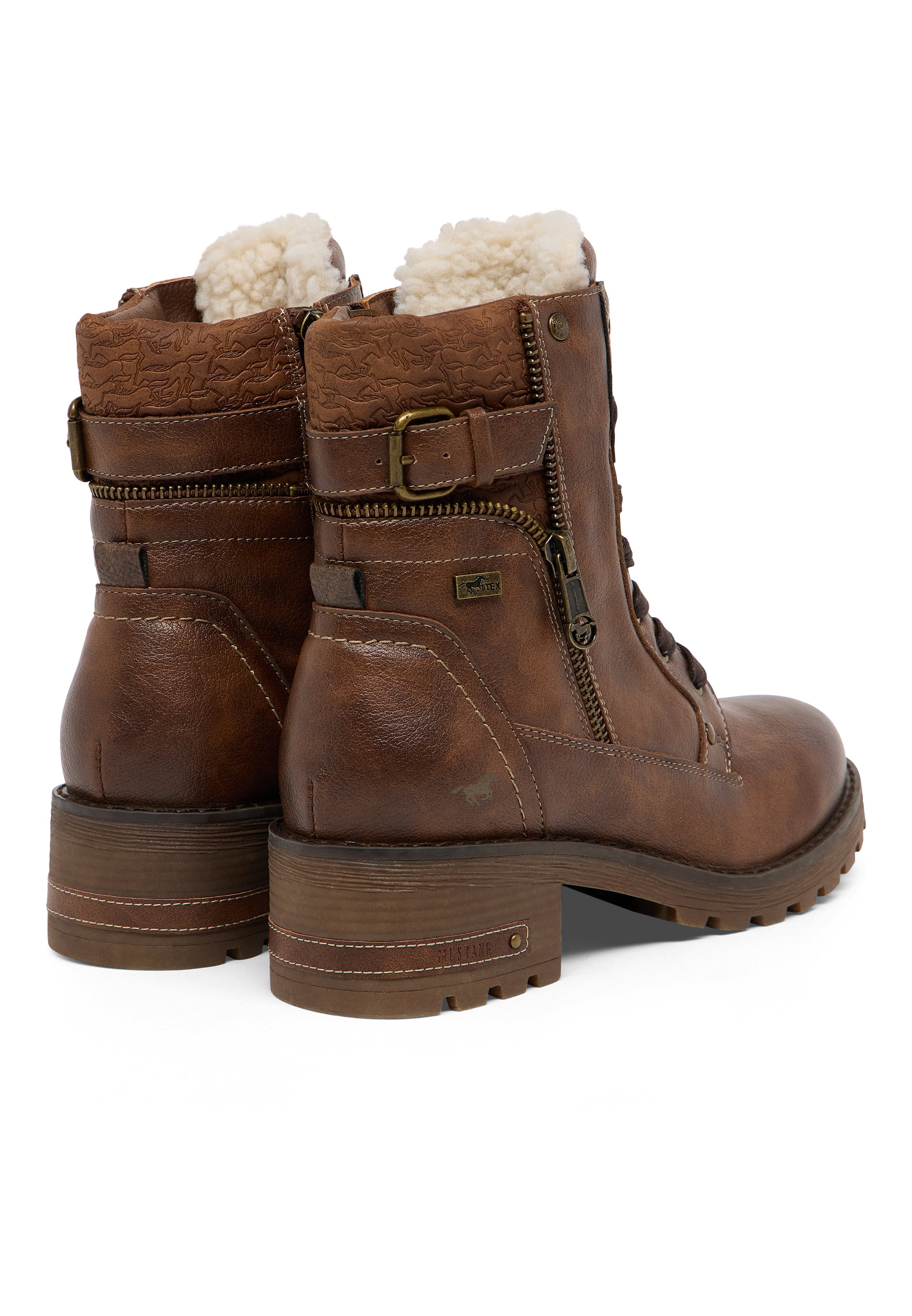 Stiefel, Bikerstiefel, Leder, Synthetisches Fell, Schnürung