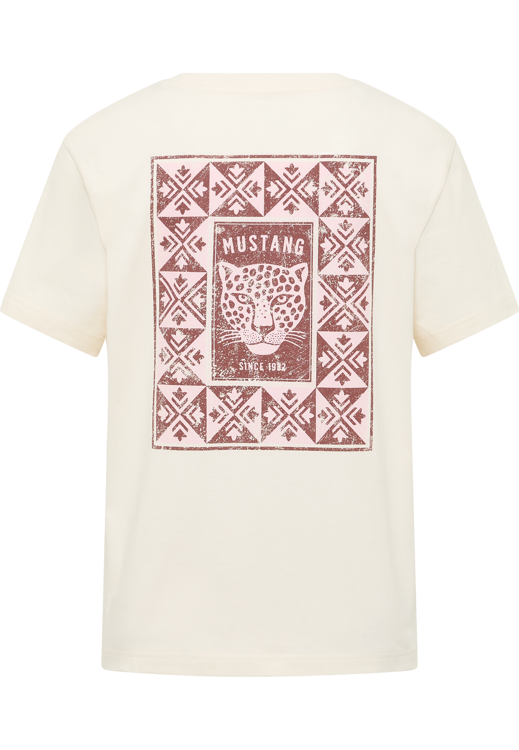 T-shirt, Leopard-Print, Kurzarm, Beige, Mustang-Design