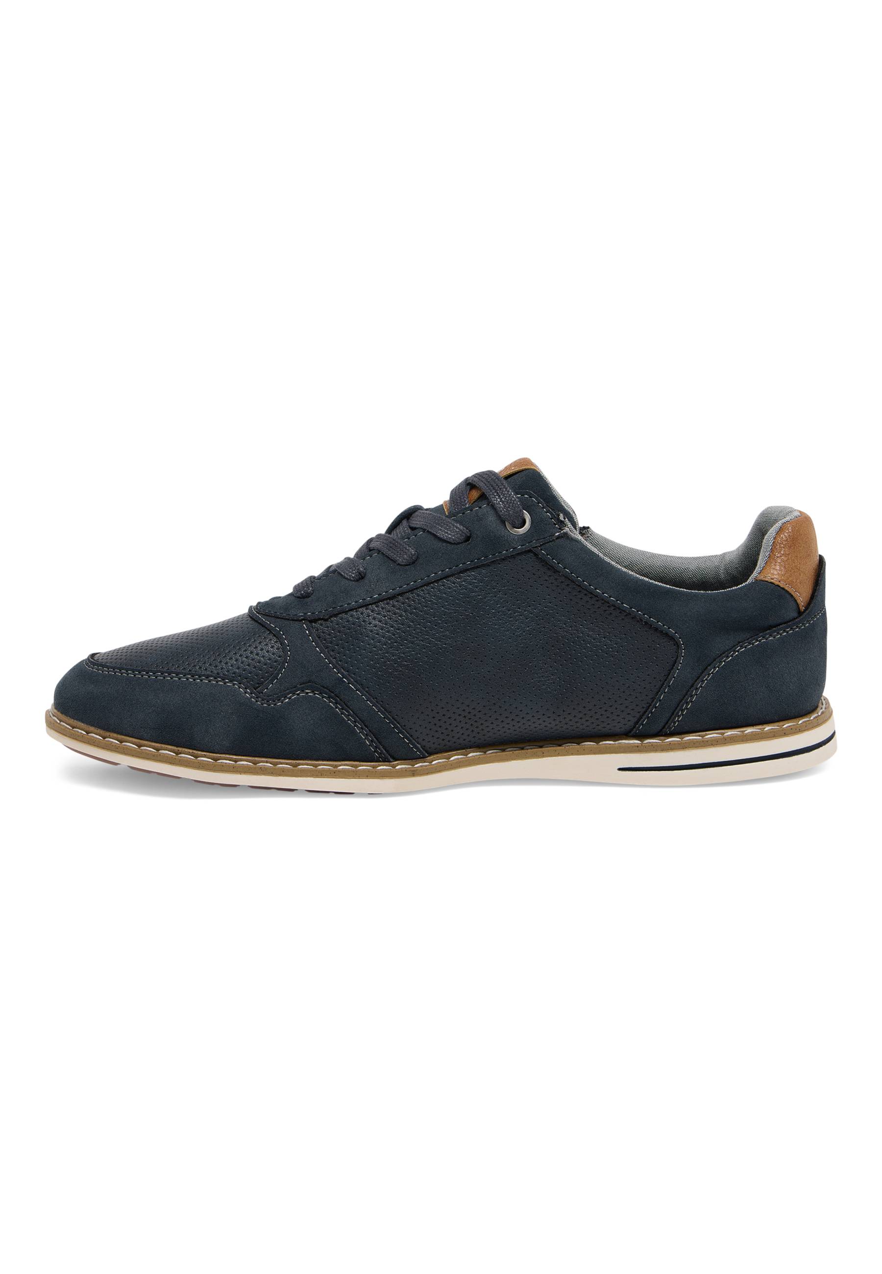 Sneaker, Leder, Blau, Casual, Low-top