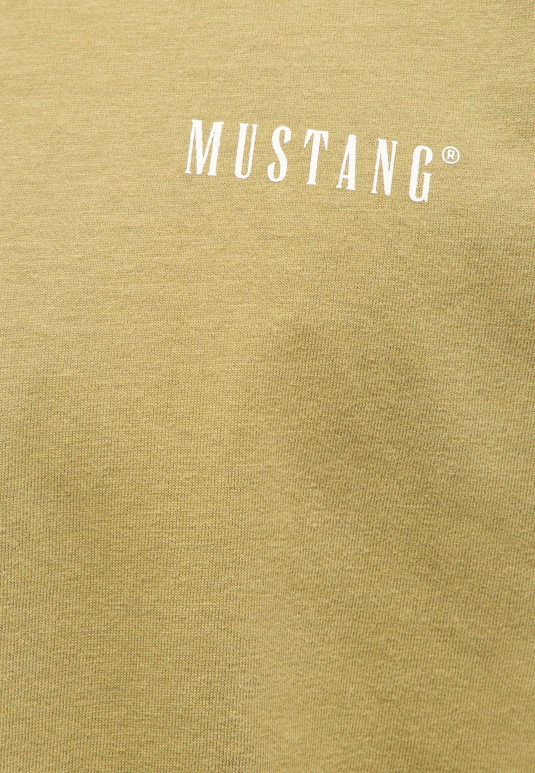 t-shirt, cotton, beige, solid, Mustang logo