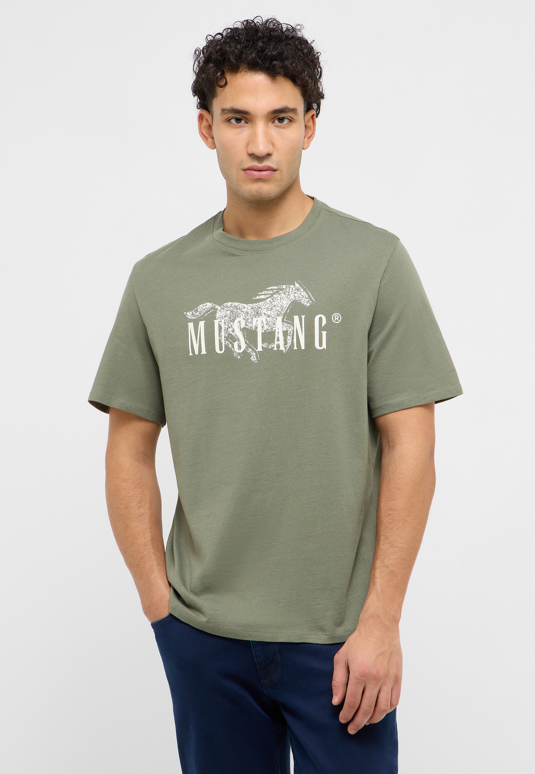 t-shirt, Rundhals, kurzarm, olivgrün, Grafiklogo