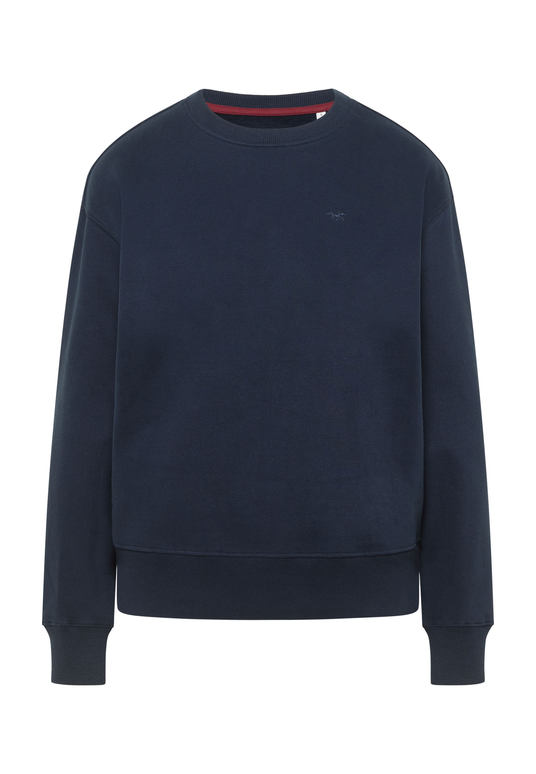 Pullover, Rundhalsausschnitt, Marineblau, Langarm, Rippbündchen
