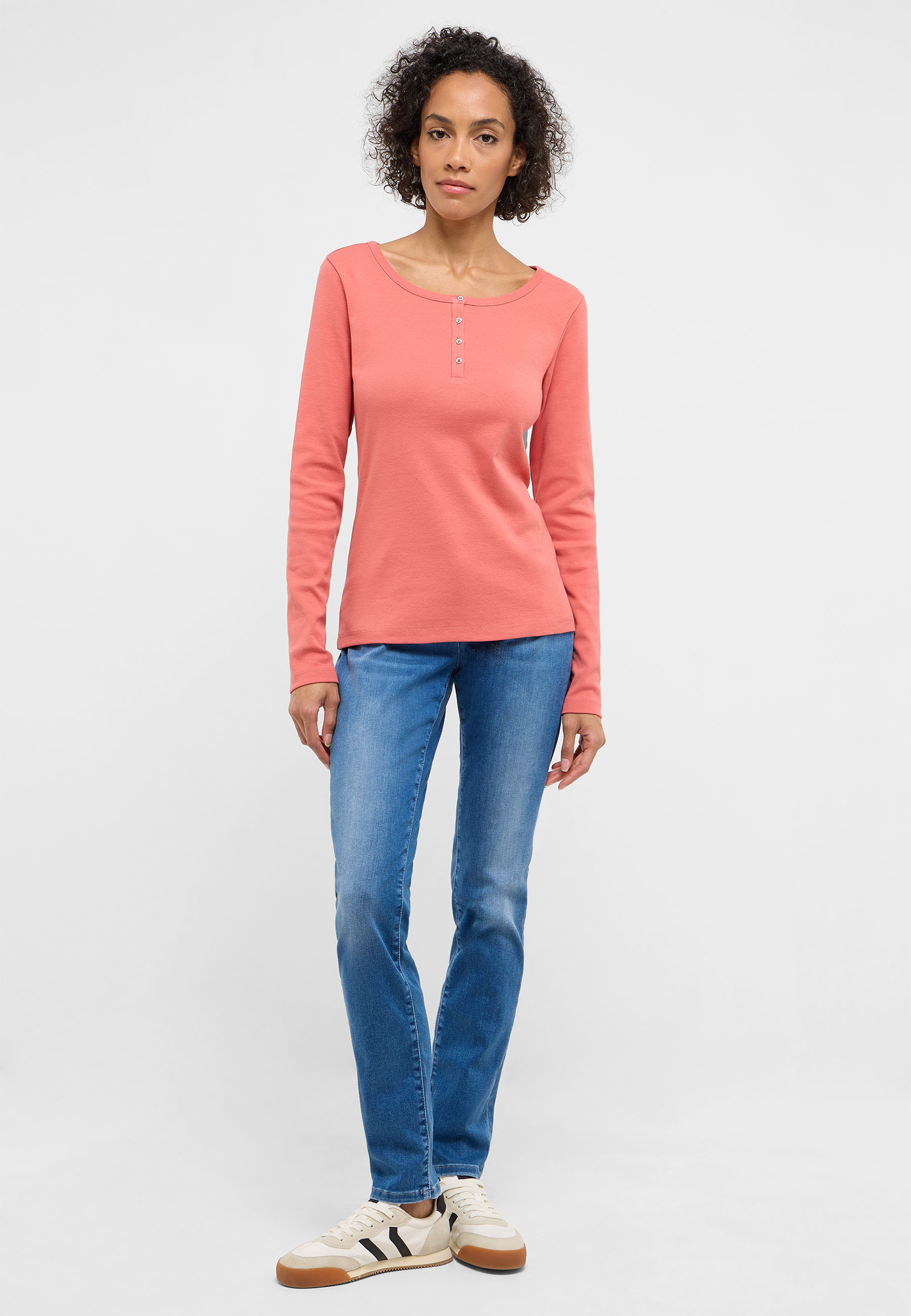 langarmshirt, henley, peach, jersey, t-shirt