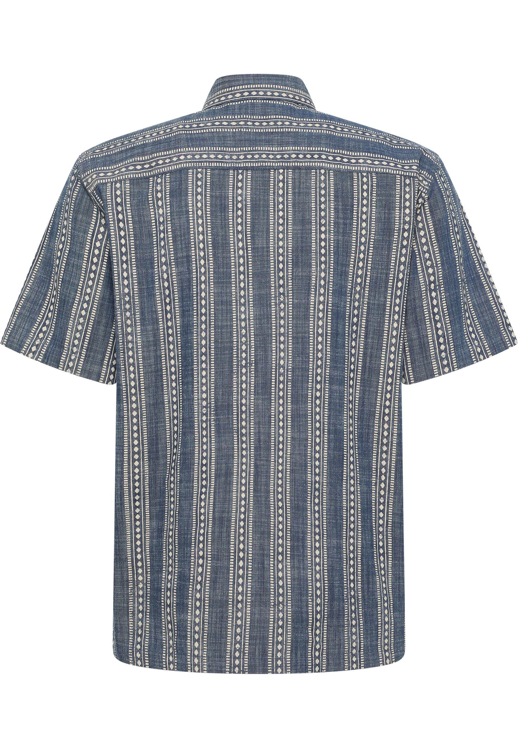 Hemd, Kurzarm, Streifenmuster, Jeansblau, Pattern-Shirt