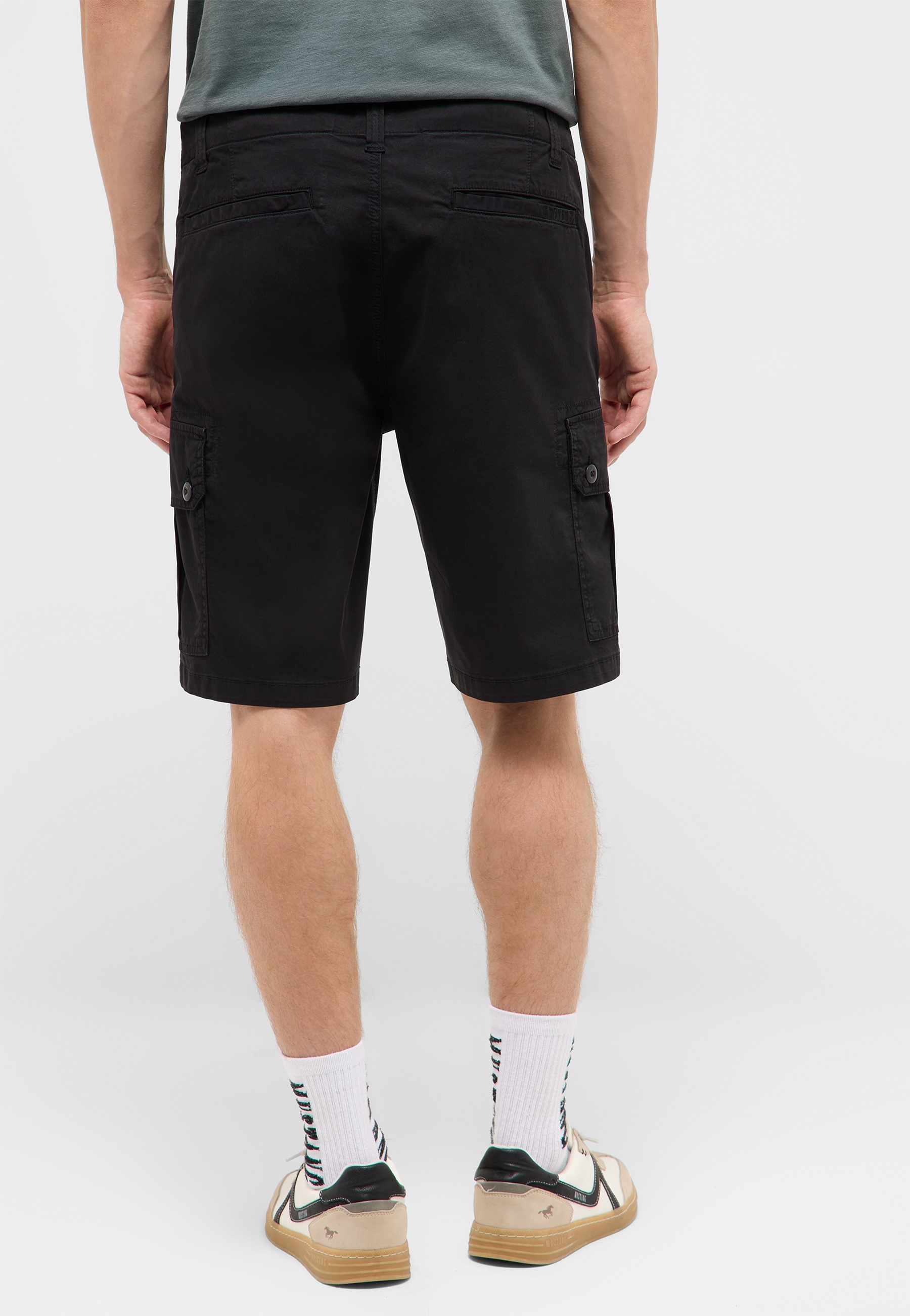kurze hose, cargo-hose, schwarz, knie-länge, hintere taschen