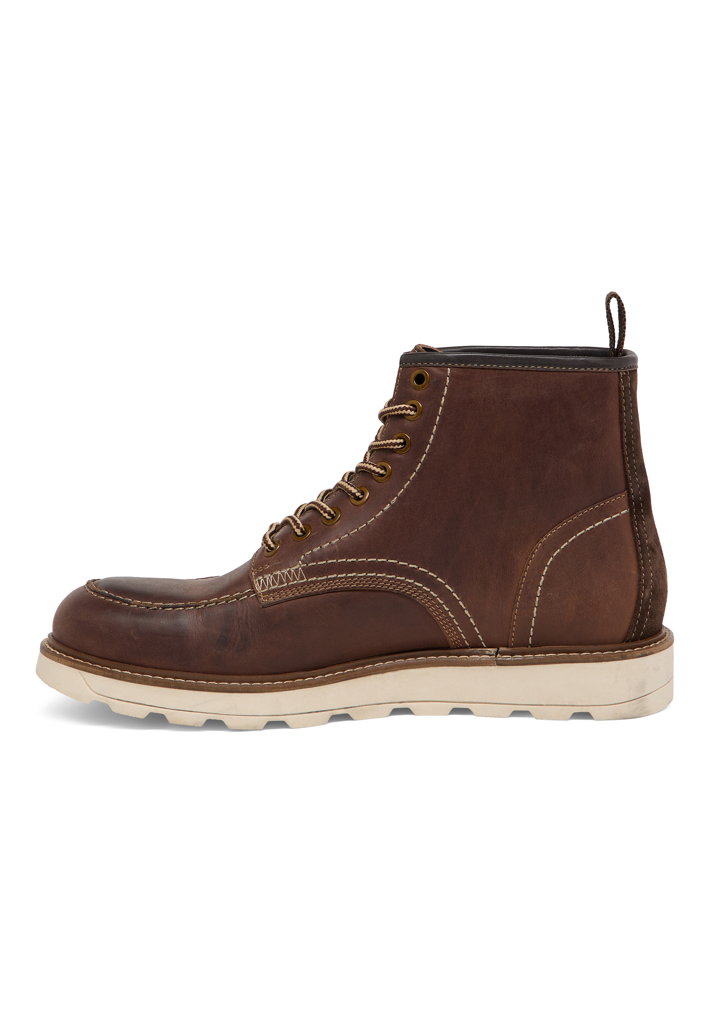 Stiefel, Leder, Braun, Stichleder, Gummisohle