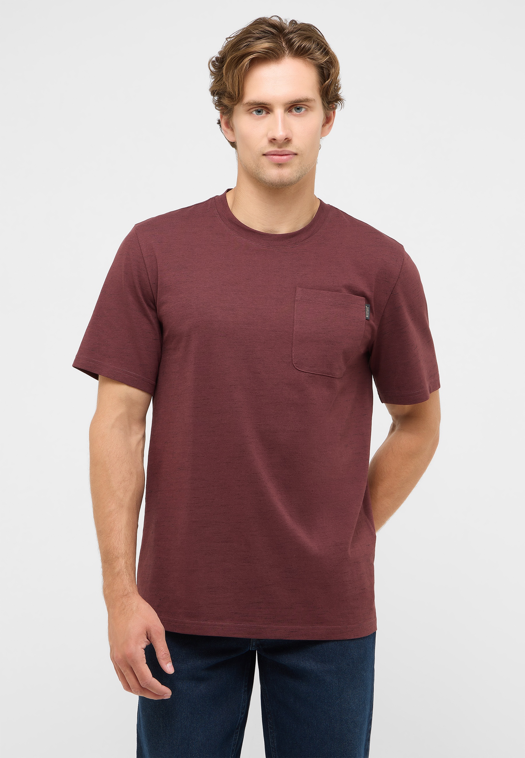 T-Shirt, Kurzarm, Rundhals, Brusttasche, Uni-rot