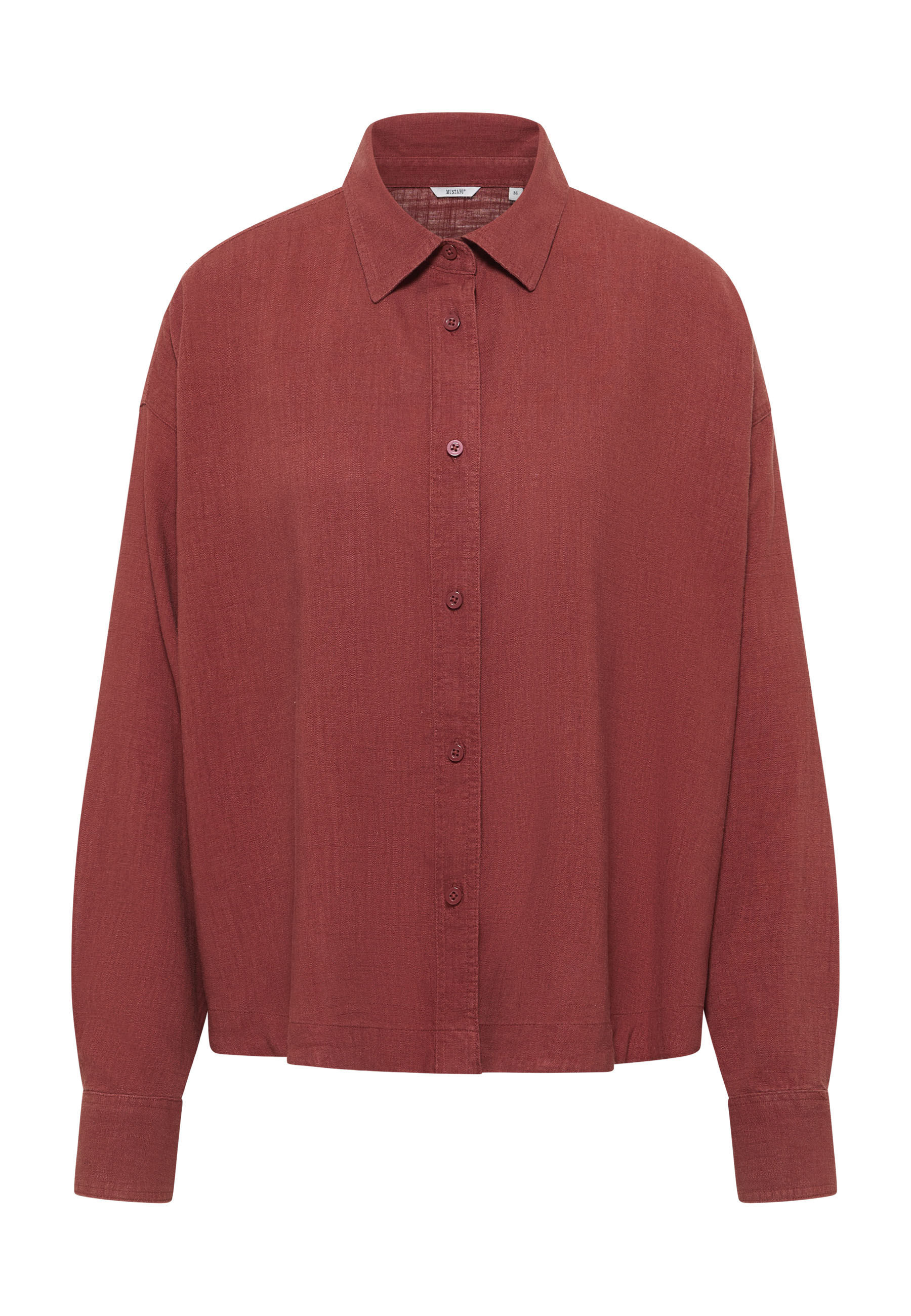Langarmshirt, Hemdbluse, Knopfbluse, Lederfrei, Rust/orange-rot
