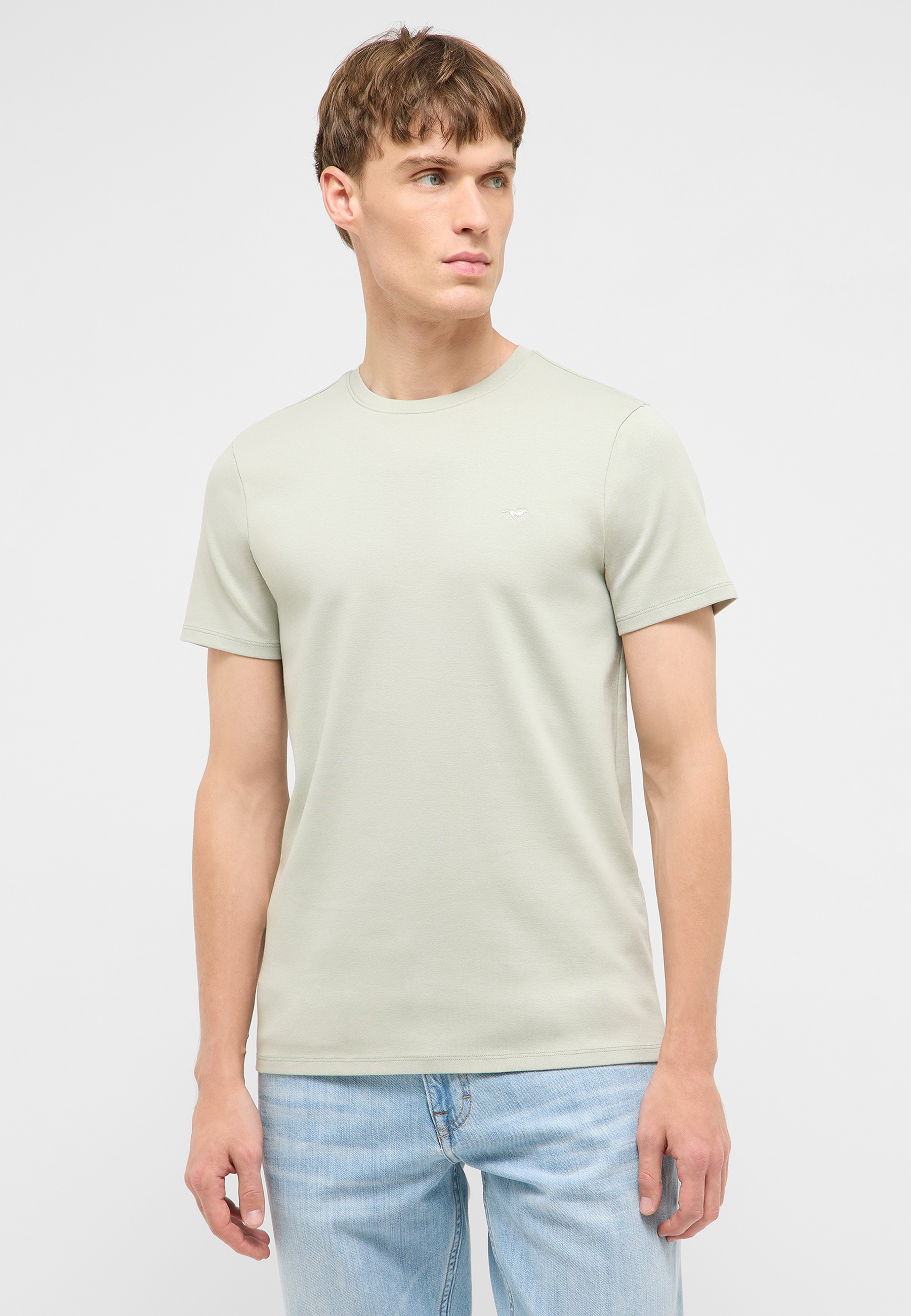 T-Shirt, Plain, Kurzarm, Beige, Baumwolle