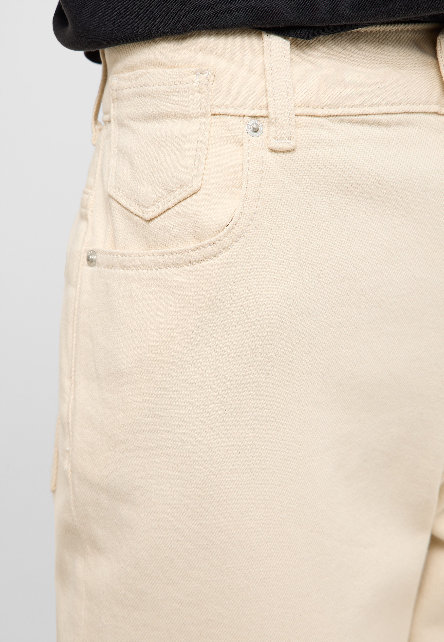 Knit Jeans, Beige Jeans, Hose, Twill, Rivet pocket
