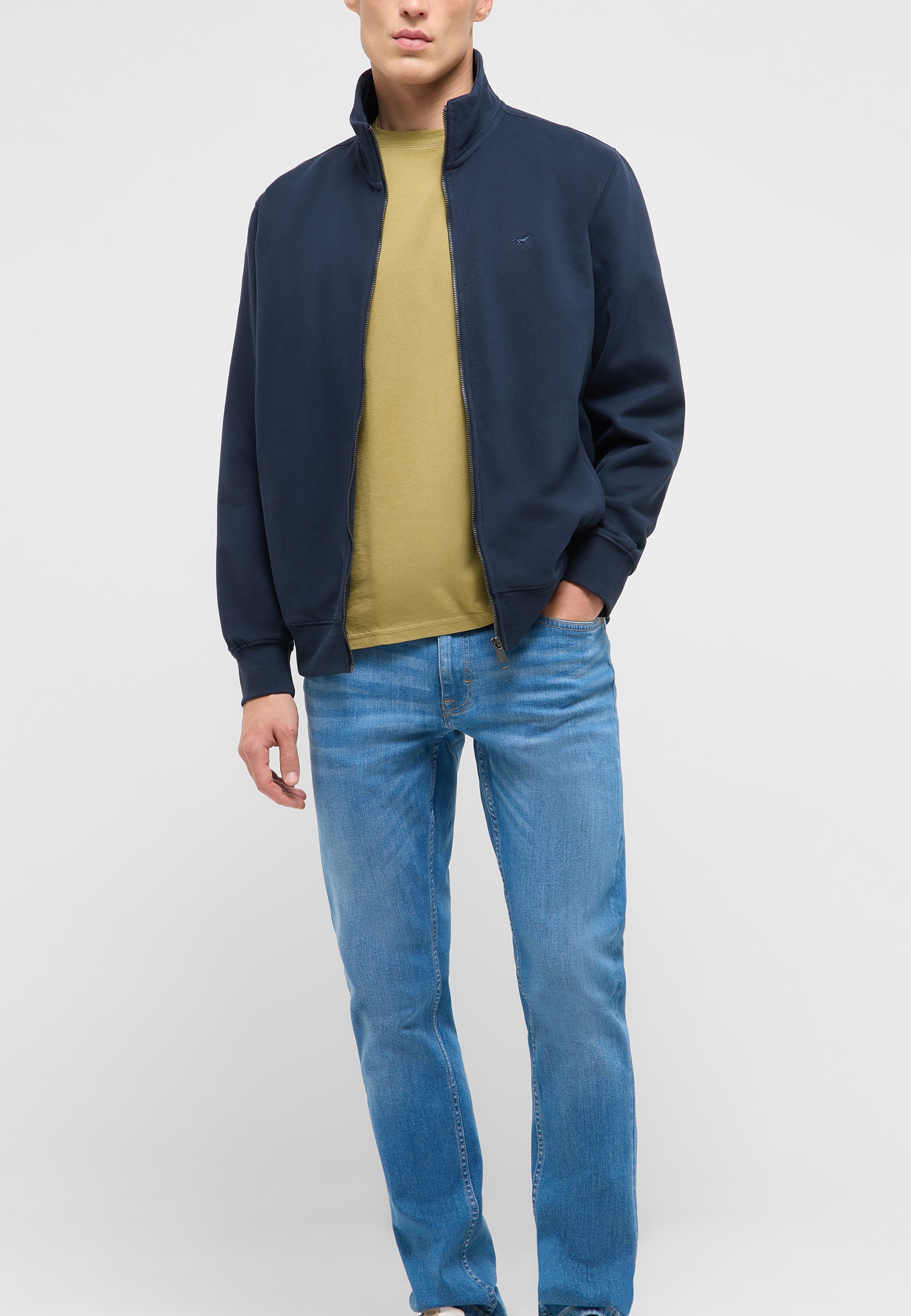 jacket, Reißverschluss, Stehkragen, marineblau, casual