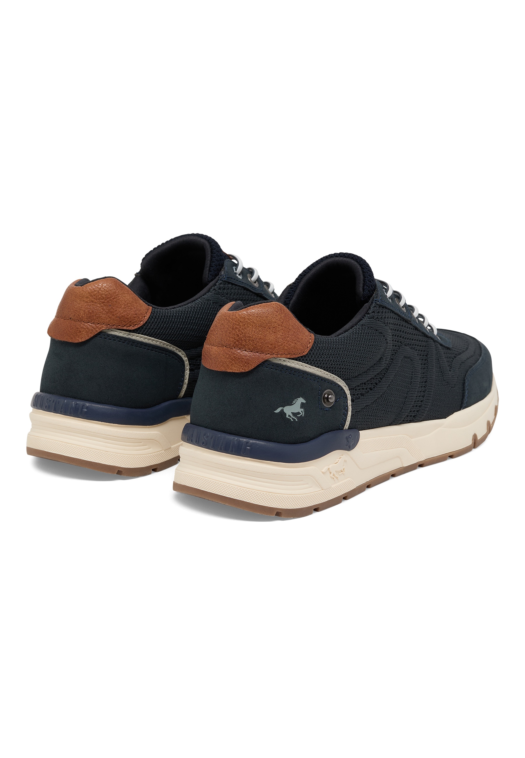 Sneaker, Mesh, Navy, Brauner Mikrofaser, Ridge-Sohle