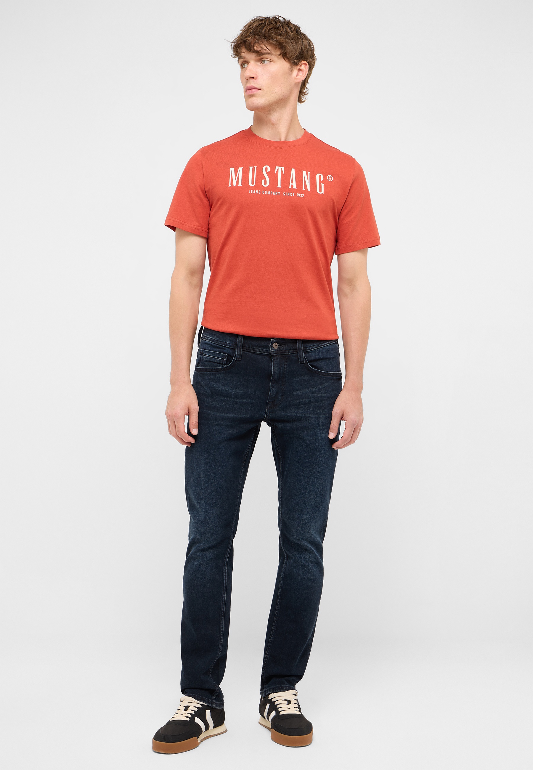 T-Shirt, Kurze Ärmel, Orange, Rundhalsausschnitt, Mustang