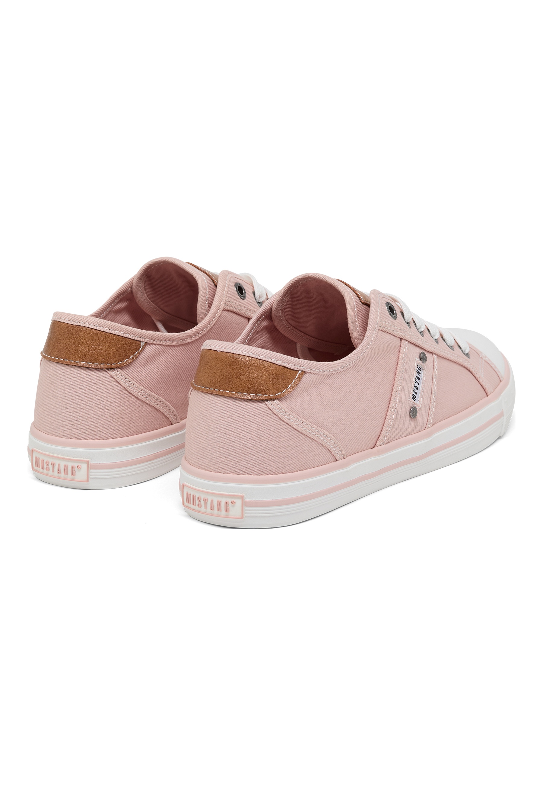 Sneaker, Canvas, Pink, Low-cut, Brown heel panel
