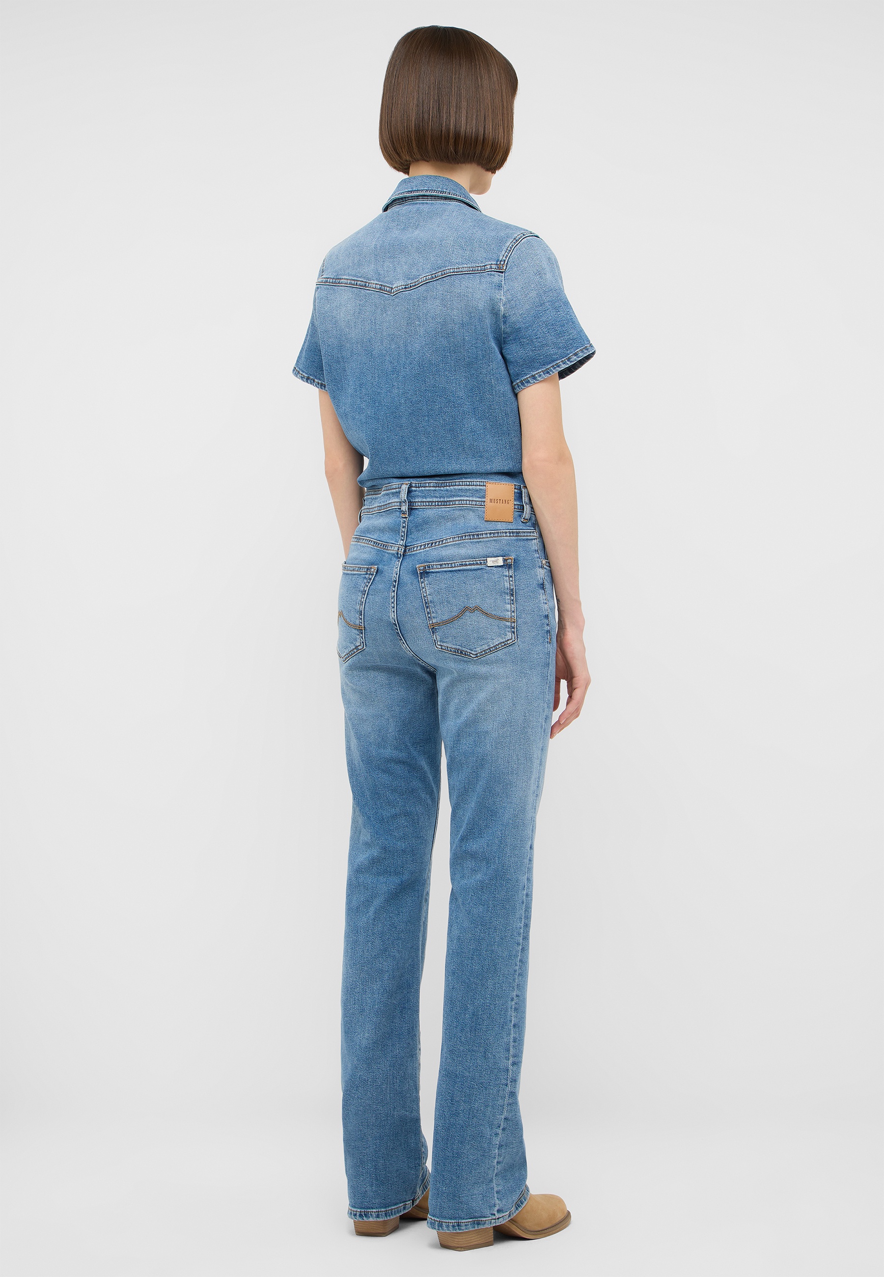 Jeans, Denim, Hose, Mittelblau, Rückseite