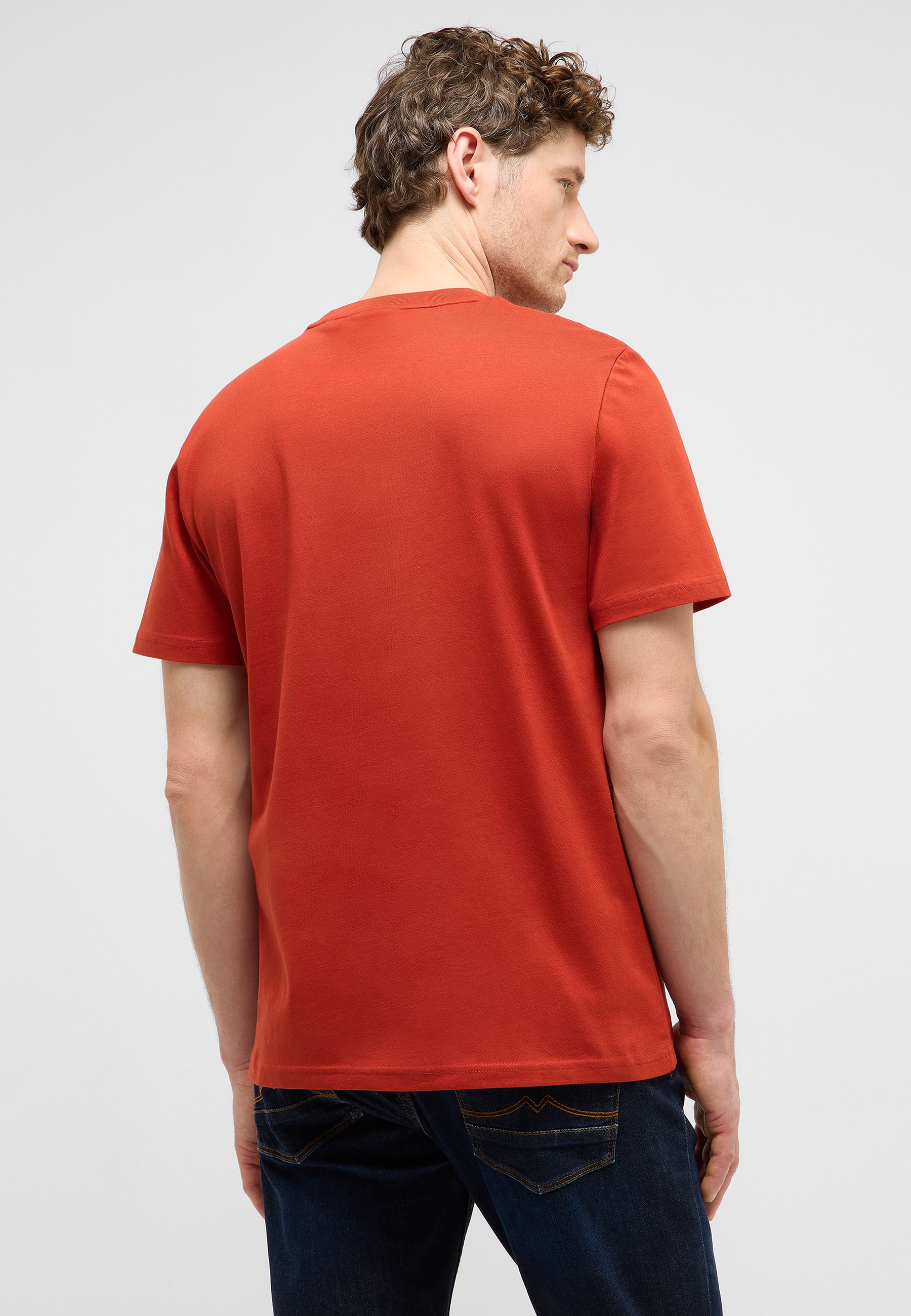 T-Shirt, Kurzarm, Unifarben, Ocker, Runder Halsausschnitt