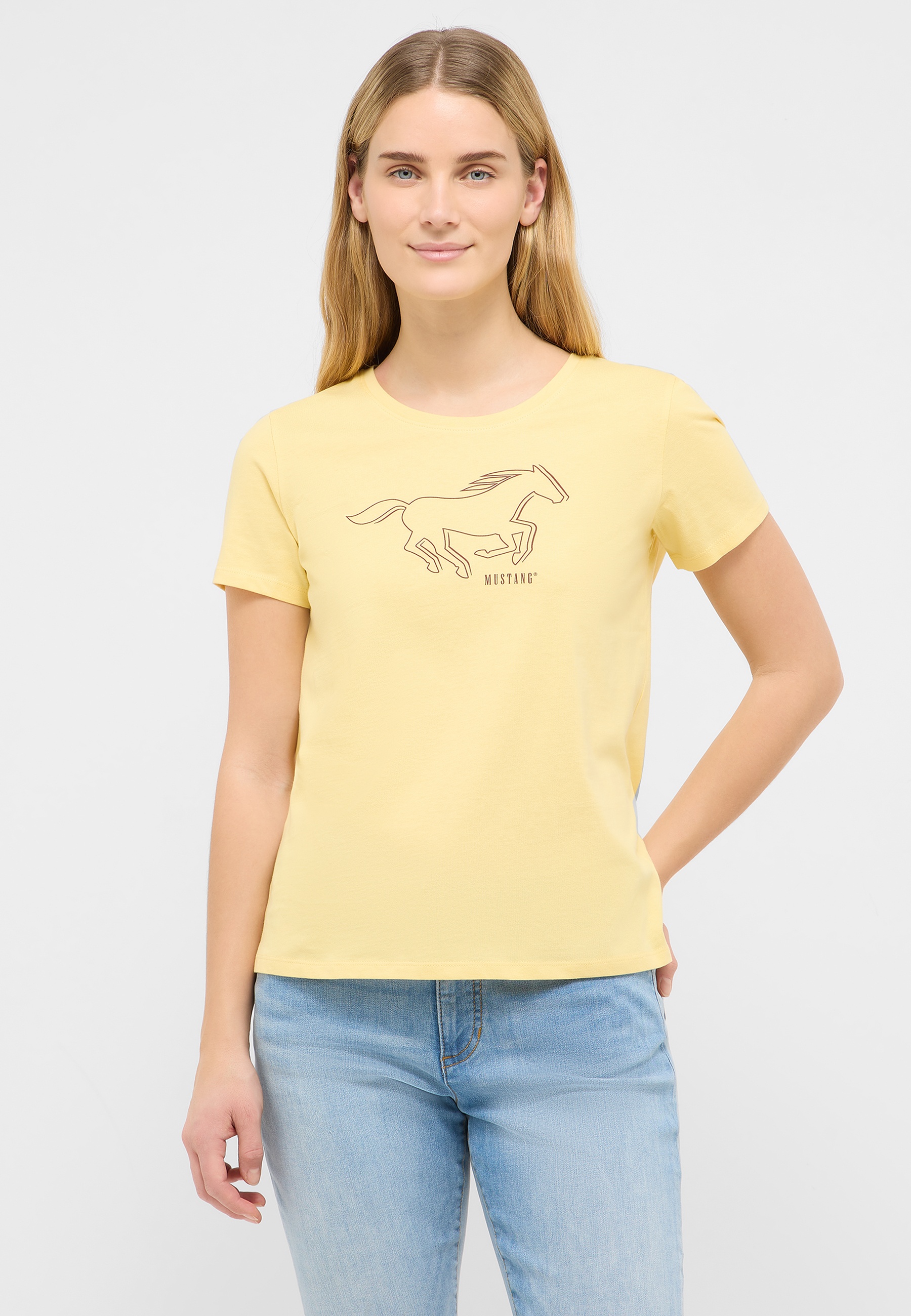 Tee, T-Shirt, Mustang, Pferd, Gelb