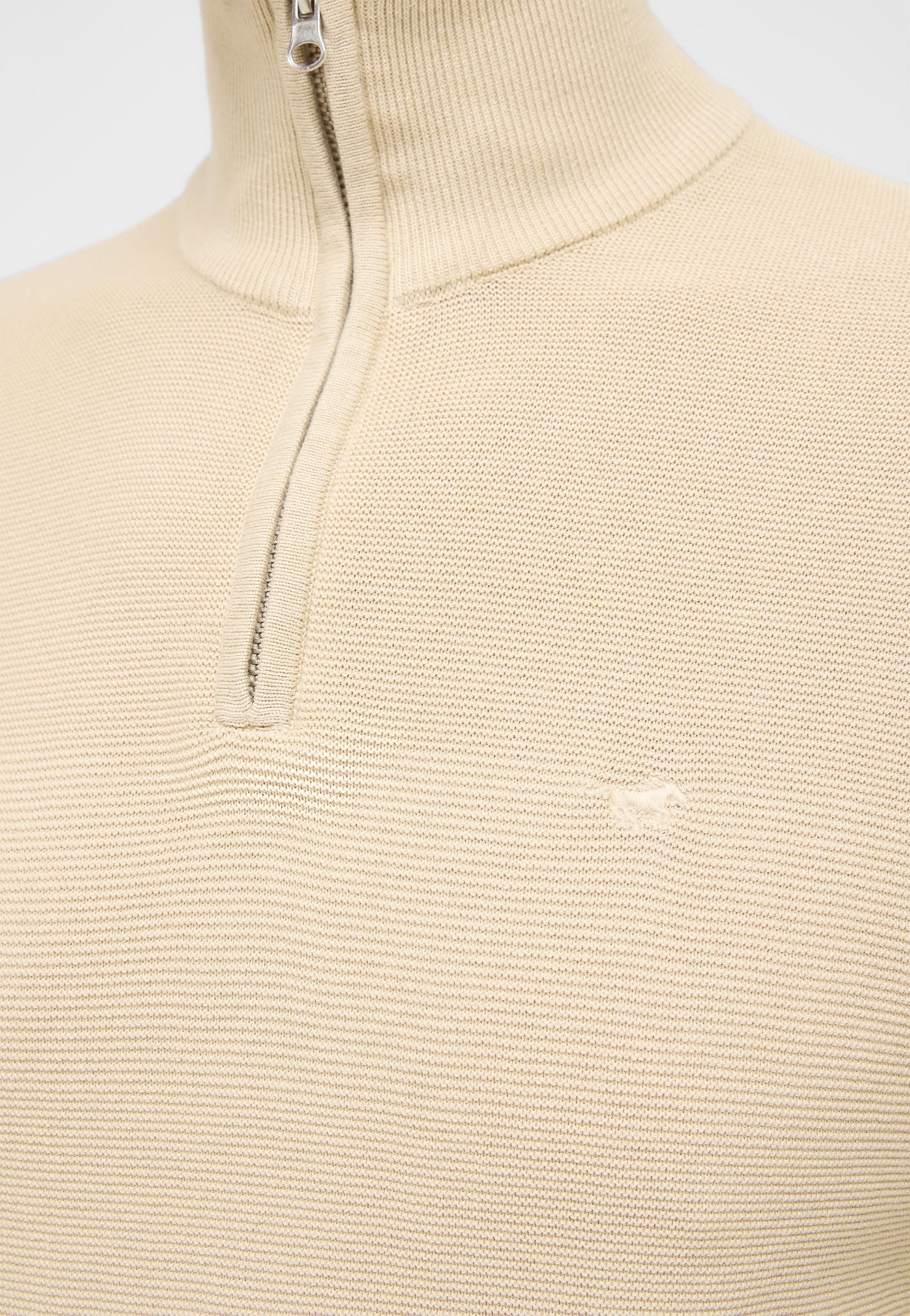 Kragenreissverschluss, Pullover, Beige, Strick, Logo passé
